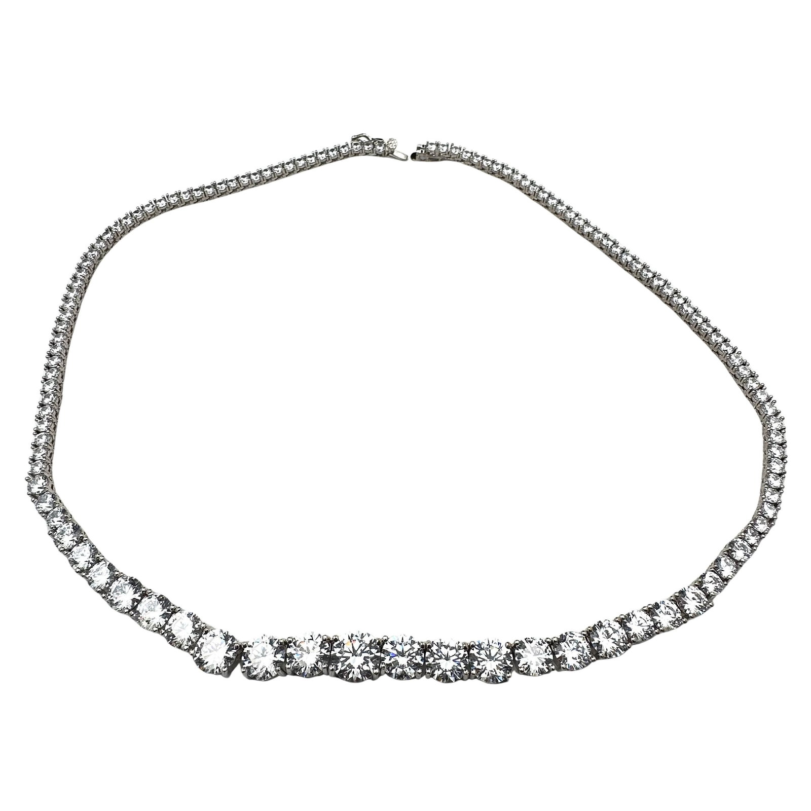 Vintage CZ Silver Tone Necklace 17 Inch Look of Fine Jewelry Lots of Sparkle (1 of 3)