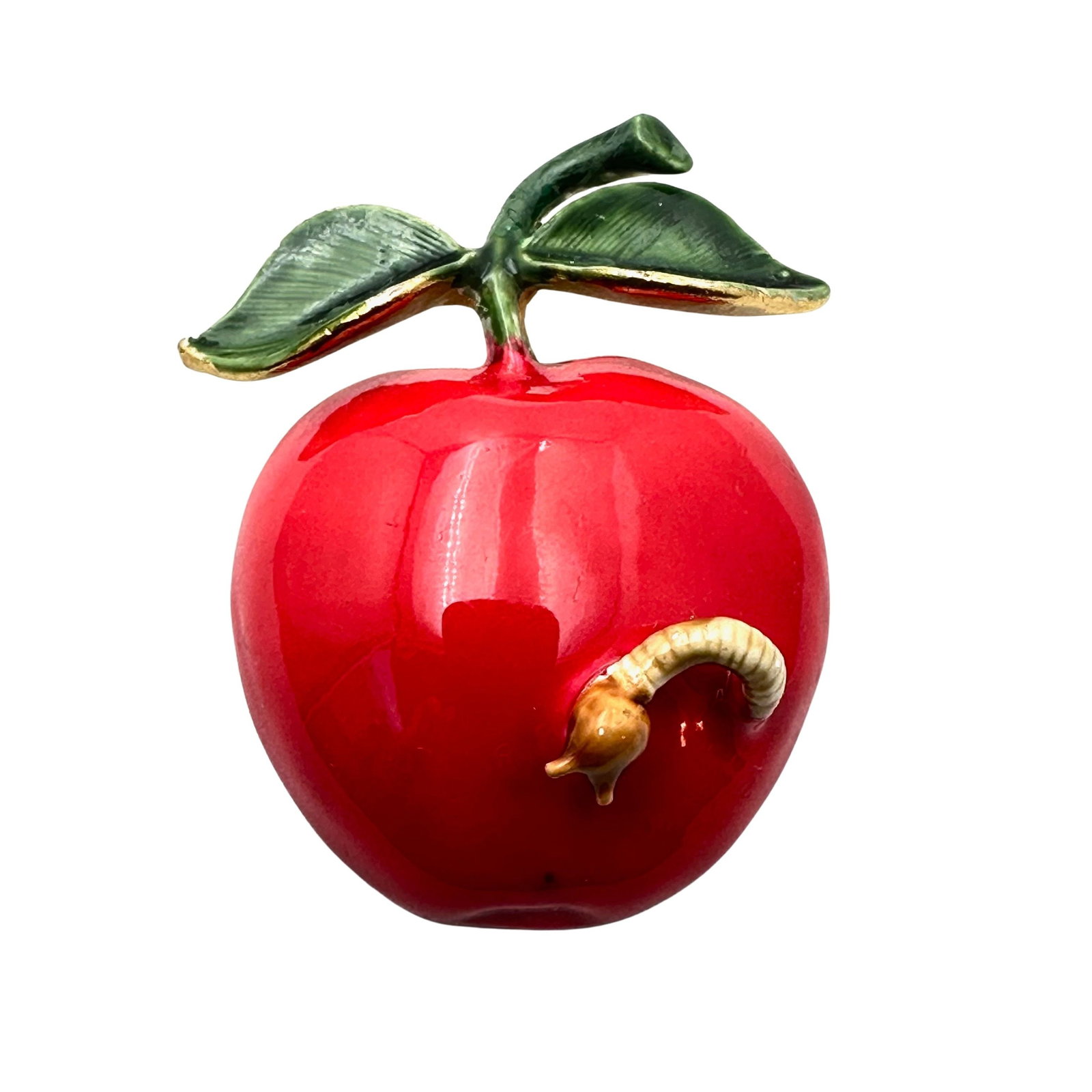 Vintage Original By Robert Red Enamel Apple Brooch Pin with Worn 2.25 Inch: Vintage Original By Robert Red Enamel Apple Brooch Pin with Worn 2.25 Inch