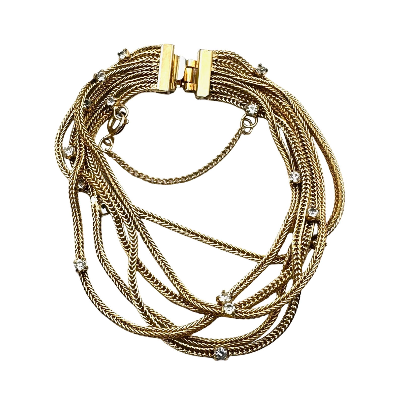 Vintage Castle Cliff Clear Rhinestone Gold Tone Bracelet 6.5 Inch: Vintage Castle Cliff Clear Rhinestone Gold Tone Bracelet 6.5 Inch