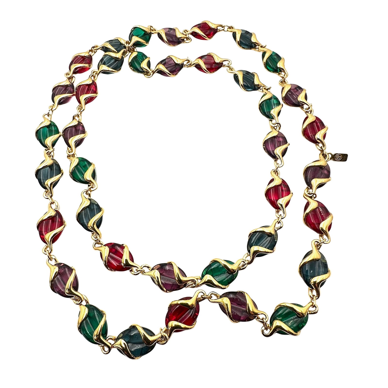Vintage Swarovski Swan Hallmark Jewel Tone Multicolor Crystal Gold Plated Necklace 32 Inch: Vintage Swarovski Swan Hallmark Jewel Tone Multicolor Crystal Gold Plated Necklace 32 Inch