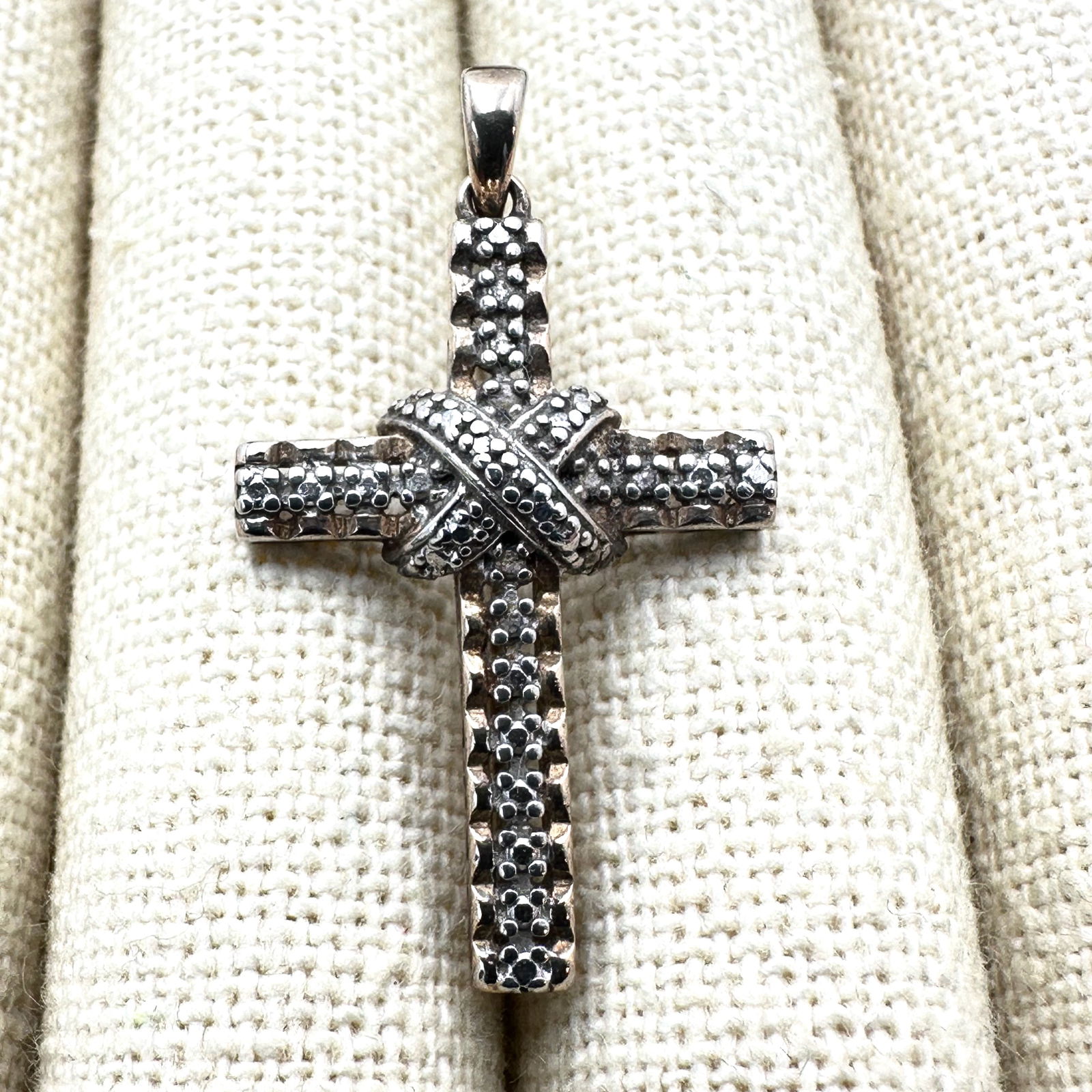 Diamond Cross Pendant Gold Over Sterling Silver 1 1/4 Inch (1 of 2)