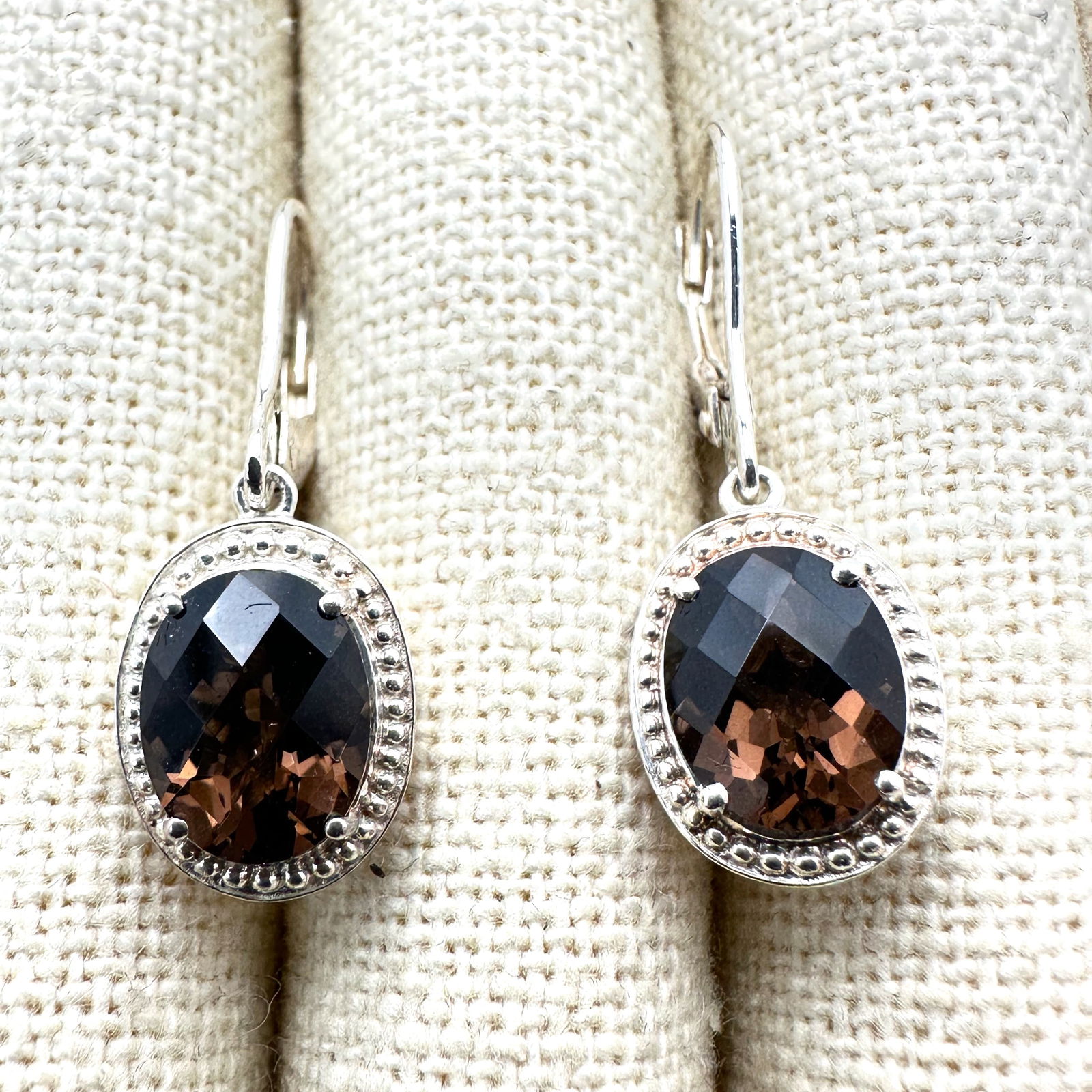Smoky Topaz Sterling Silver Pierced Earrings 1 Inch (1 of 2)