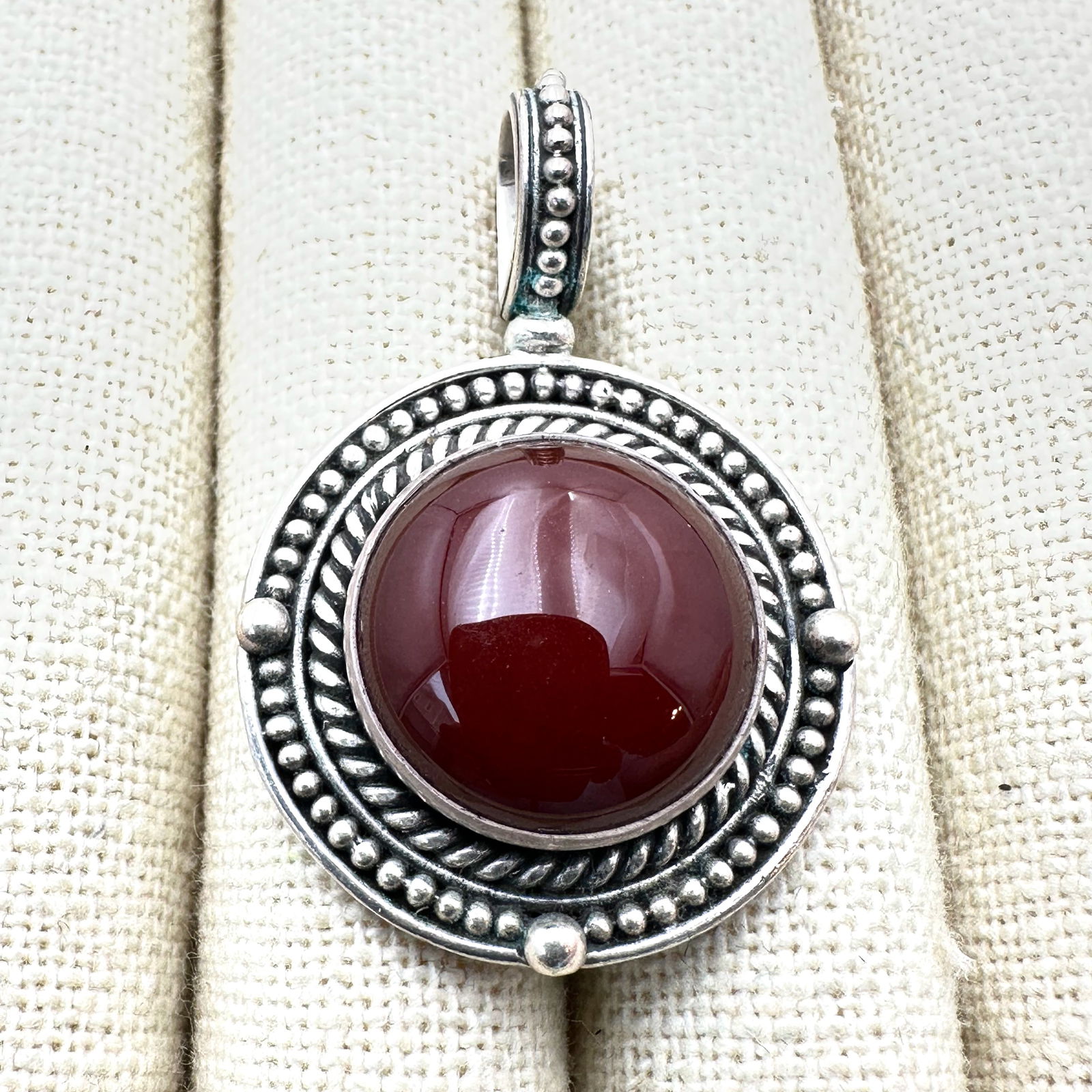 Indonesian Designer BA Suarti Carnelian Sterling Silver Pendant 1.75 Inch (1 of 2)