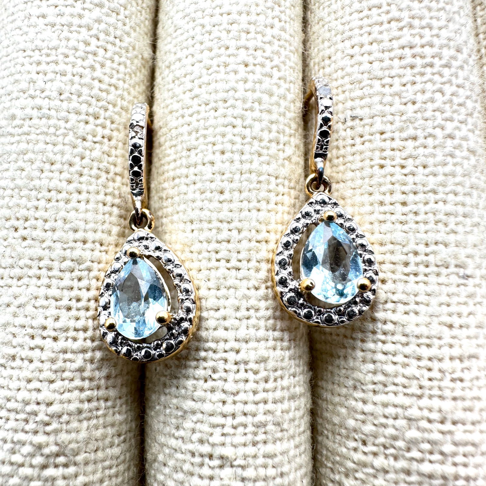 Blue Topaz Diamond Gold Over Sterling Silver Pierced Chandelier Earrings 1 Inch: Blue Topaz Diamond Gold Over Sterling Silver Pierced Chandelier Earrings 1 Inch
