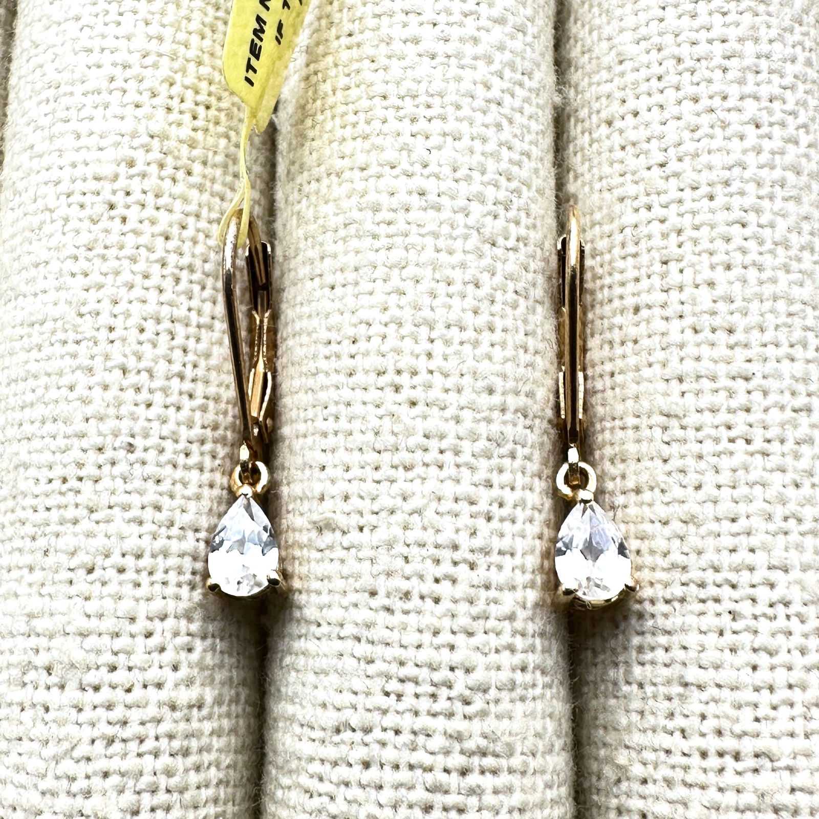 White Spinel Gold Over Sterling Silver Pierced Earrings 1 Inch: White Spinel Gold Over Sterling Silver Pierced Earrings 1 Inch