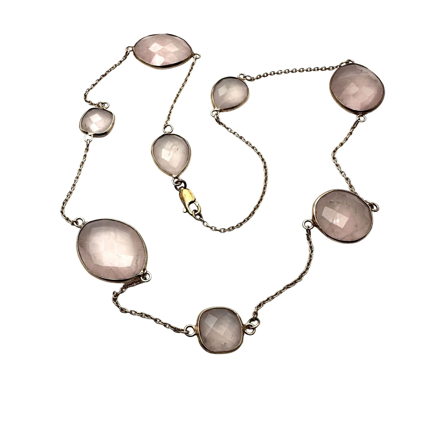 Cushion Cut Rose Quartz Gemstone Gold Over Sterling Silver Necklace 18 Inch (1 of 2)
