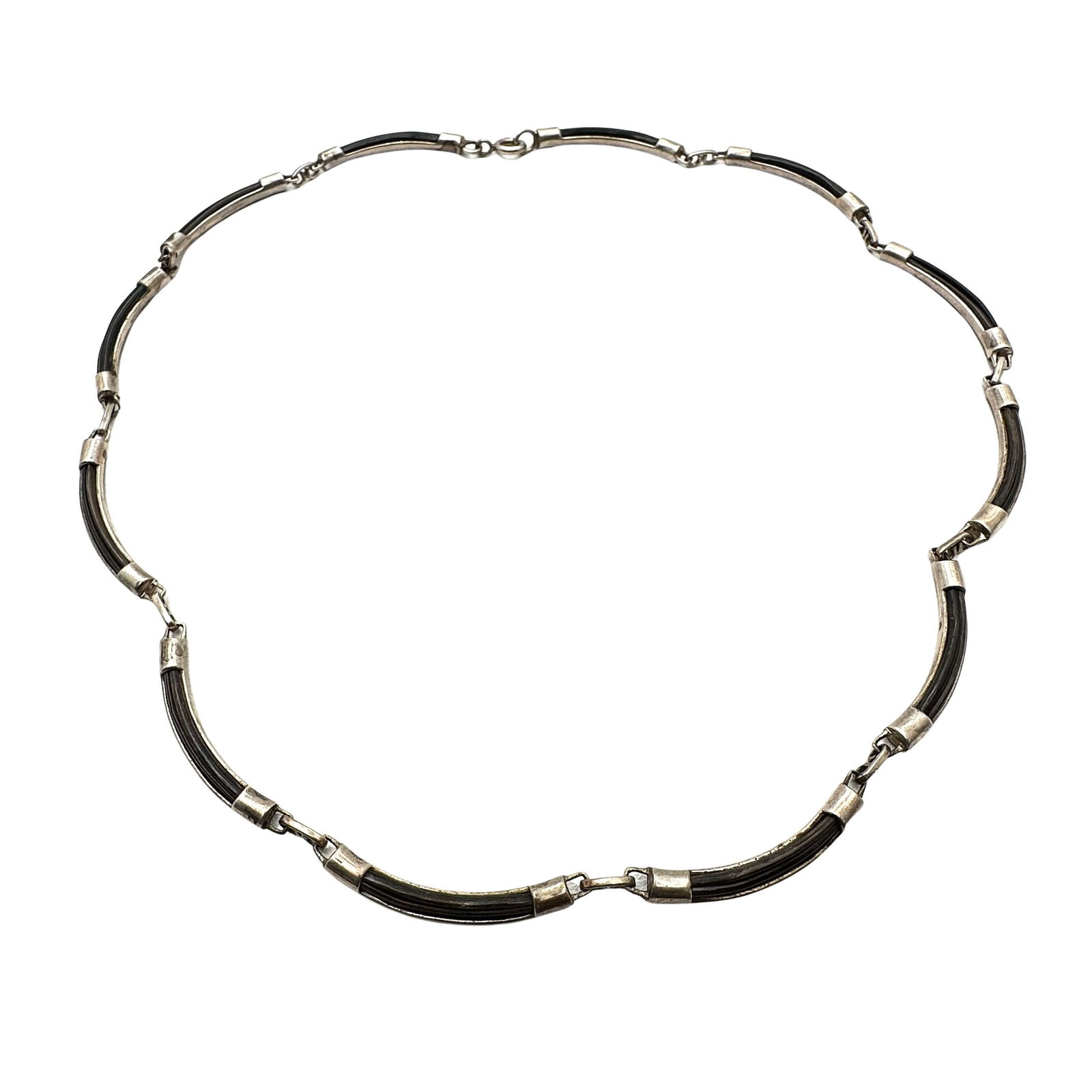 Vintage Sterling Silver Black Link Necklace 18 Inch 20 Grams (1 of 2)