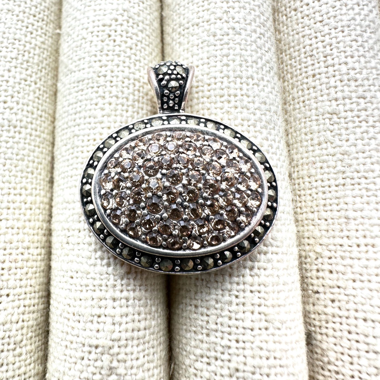 Marcasite Gemstone Sterling Silver Pendant Enhancer 1 Inch (1 of 2)
