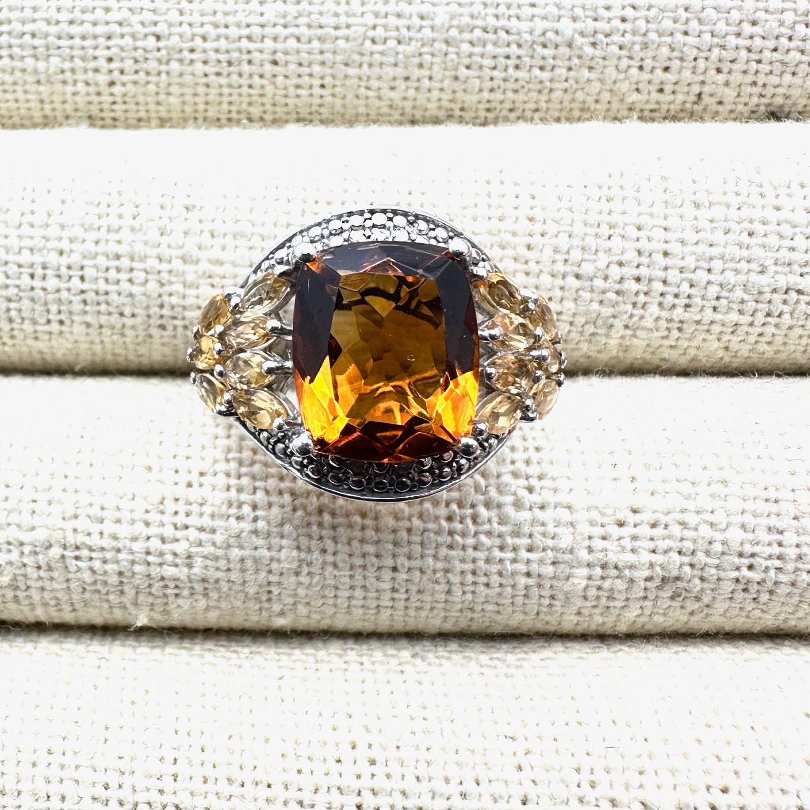 Chuck Clemency STS Orange And Yellow Gemstone Sterling Silver Ring Size 9: Chuck Clemency STS Orange And Yellow Gemstone Sterling Silver Ring Size 9