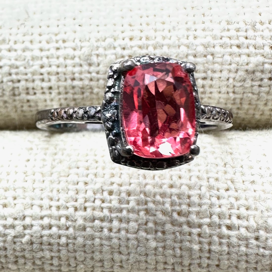 Pink Gemstone Sterling Silver Ring Size 7 (1 of 2)