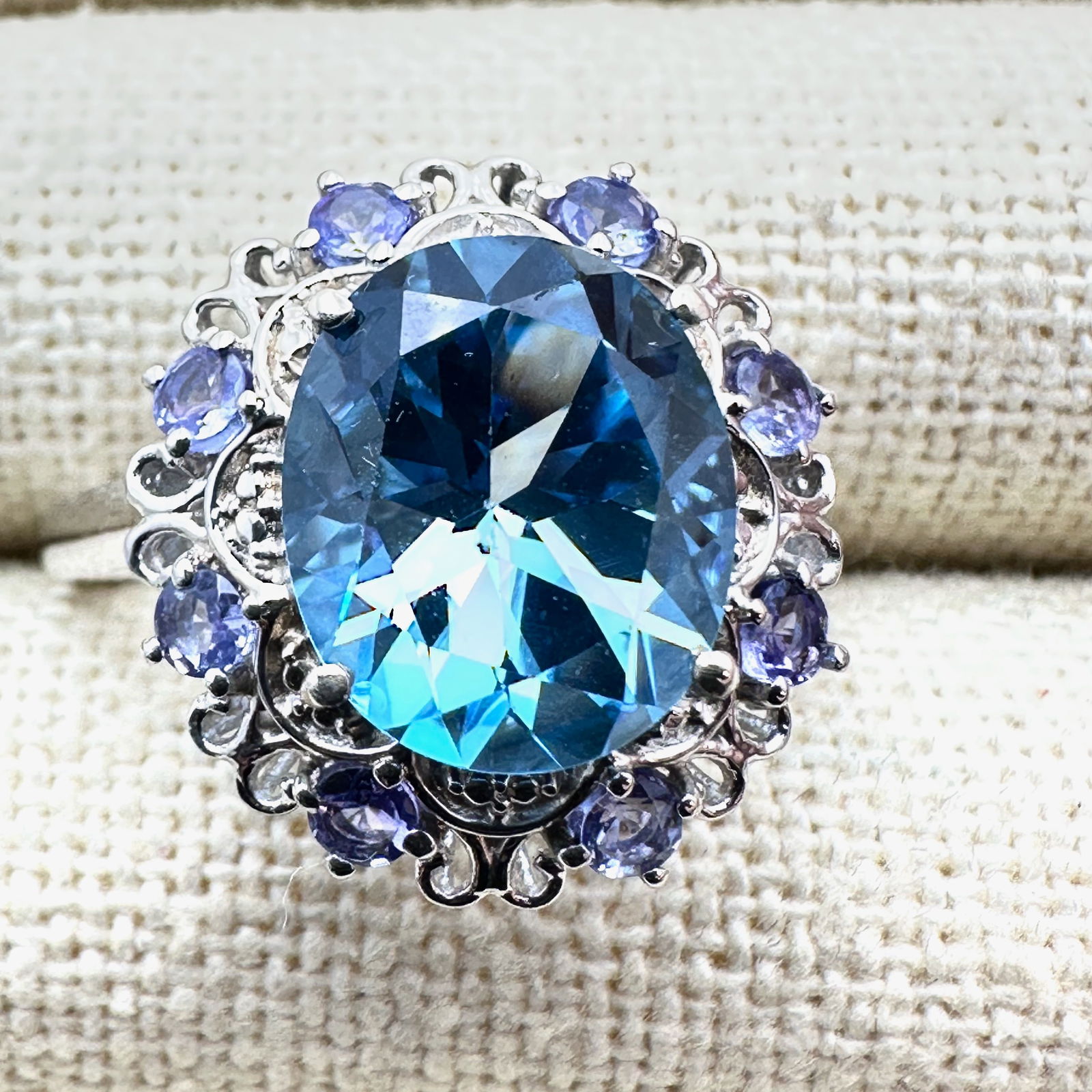 Chuck Clemency STS Blue Topaz Amethyst Sterling Silver Ring Size 9 (1 of 2)