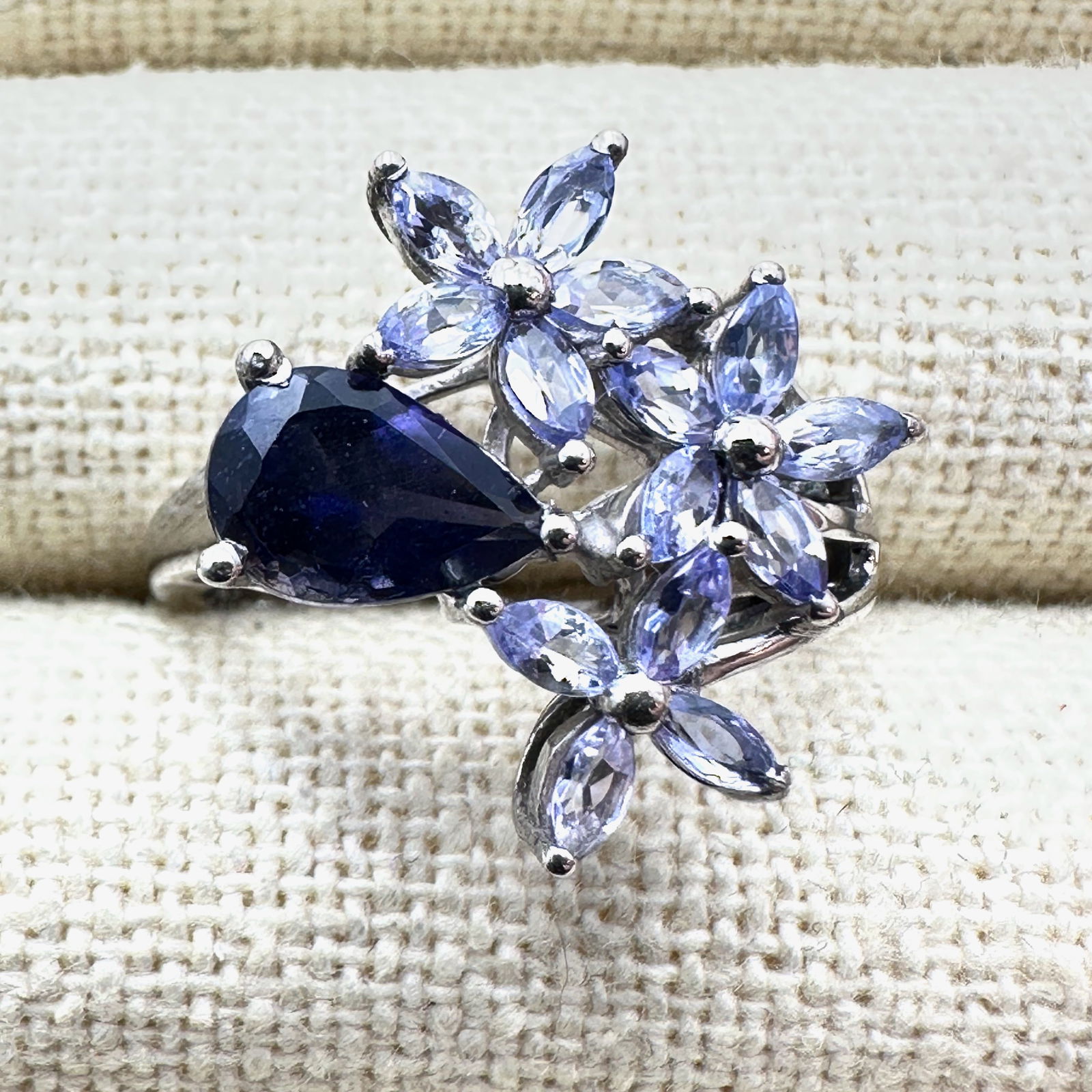 Chuck Clemency Purple And Blue Gemstone Sterling Silver Ring Size 8 (1 of 2)