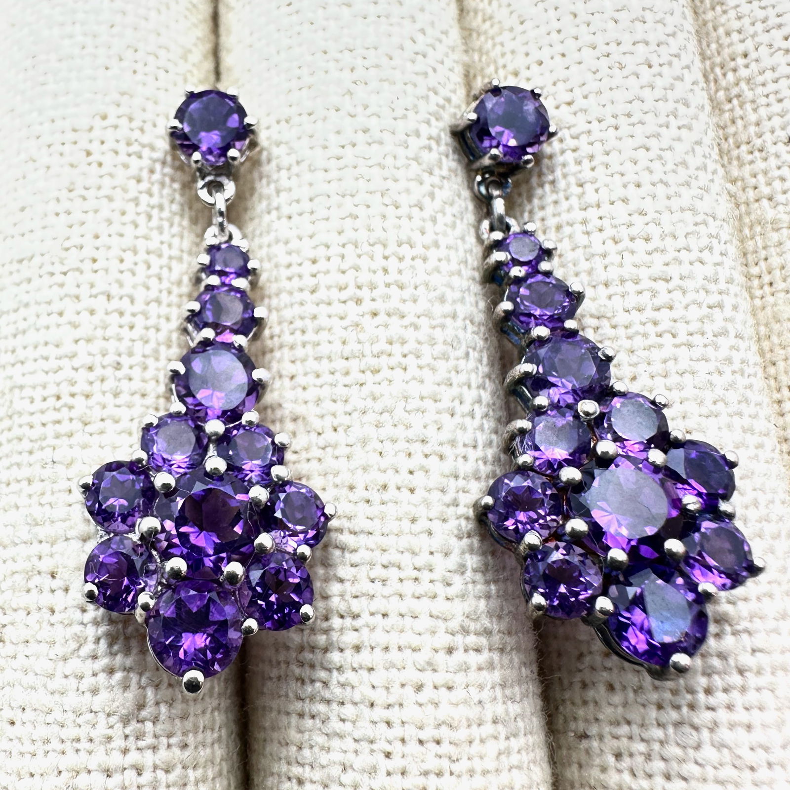 Chuck Clemency STS Purple Gemstone Sterling Silver Pierced Chandelier Earrings 1.5 Inch: Chuck Clemency STS Purple Gemstone Sterling Silver Pierced Chandelier Earrings 1.5 Inch