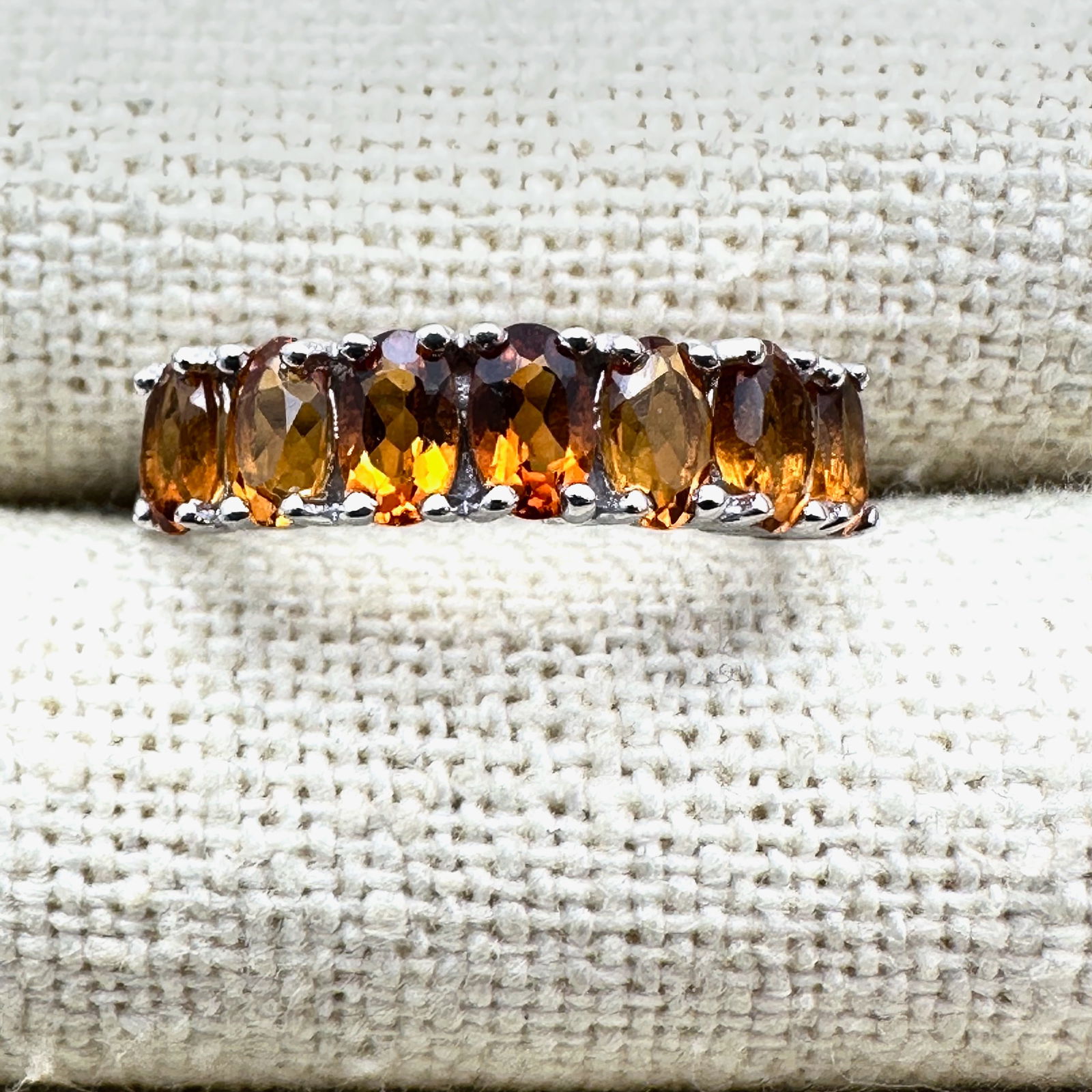 Orange Gemstone Sterling Silver Band Ring Size 6 (1 of 2)