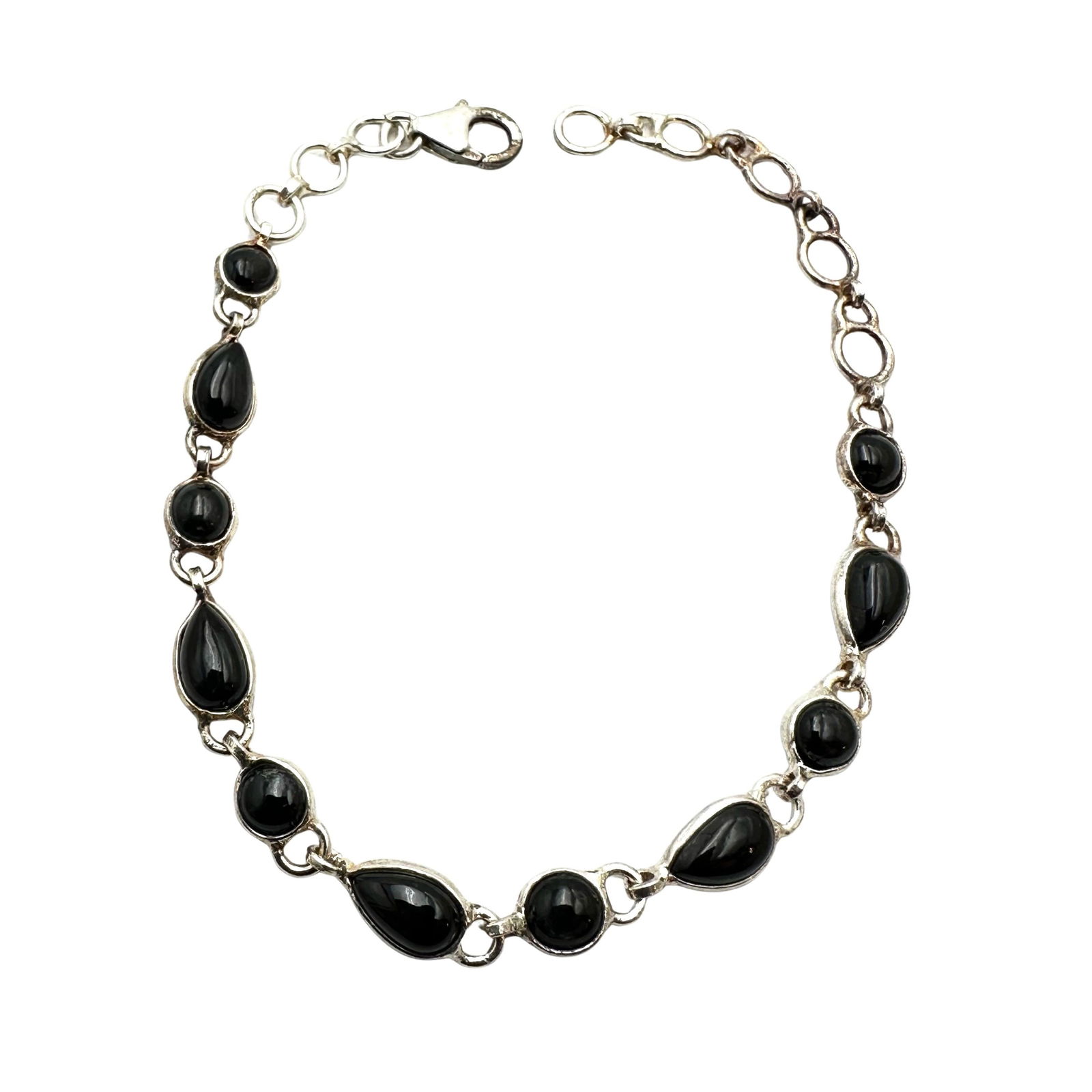 Black Gemstone Sterling Silver Bracelet 7 Inch (1 of 2)