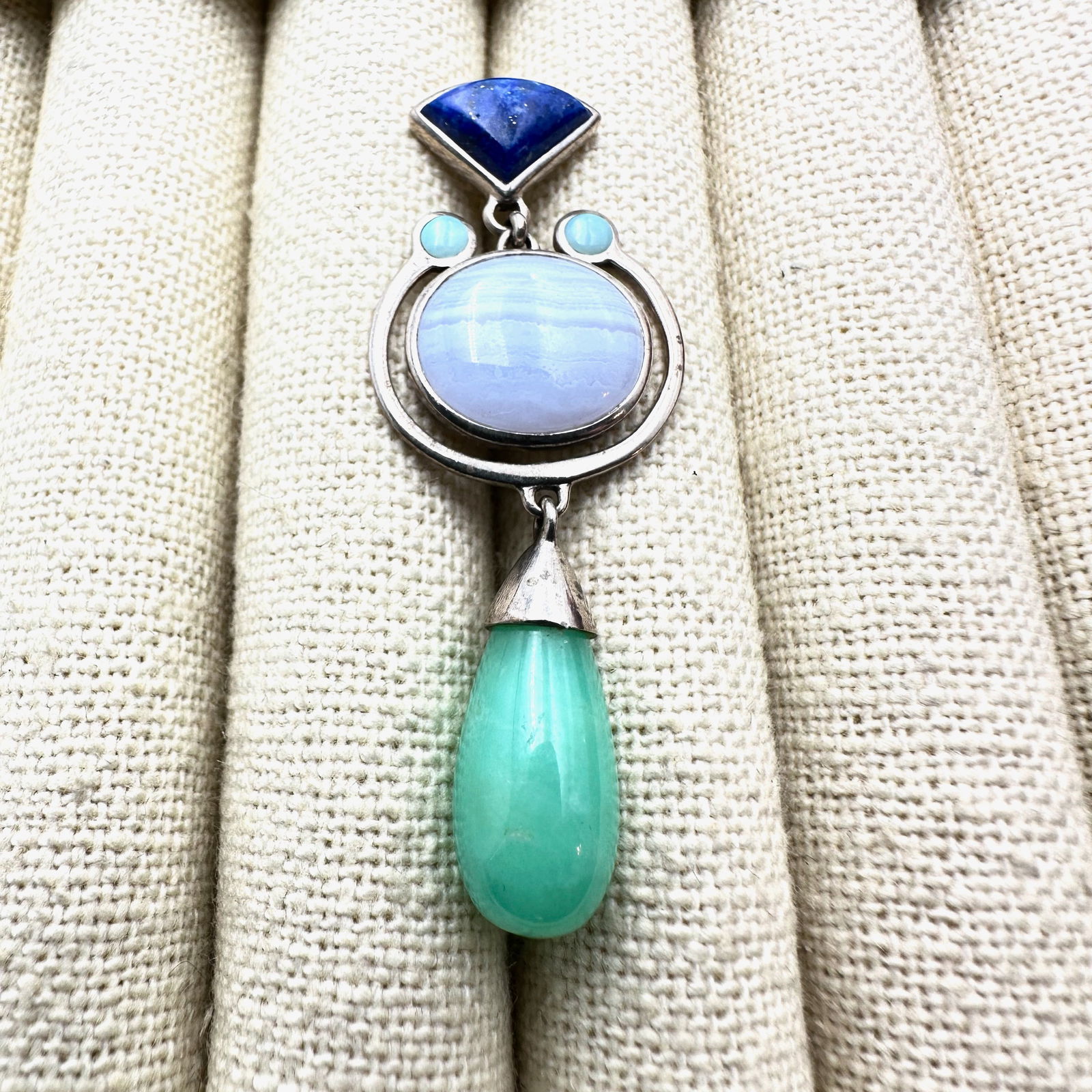 Whitney Kelly Multi Gemstone Sterling Silver Pendant 2 Inch Length (1 of 2)