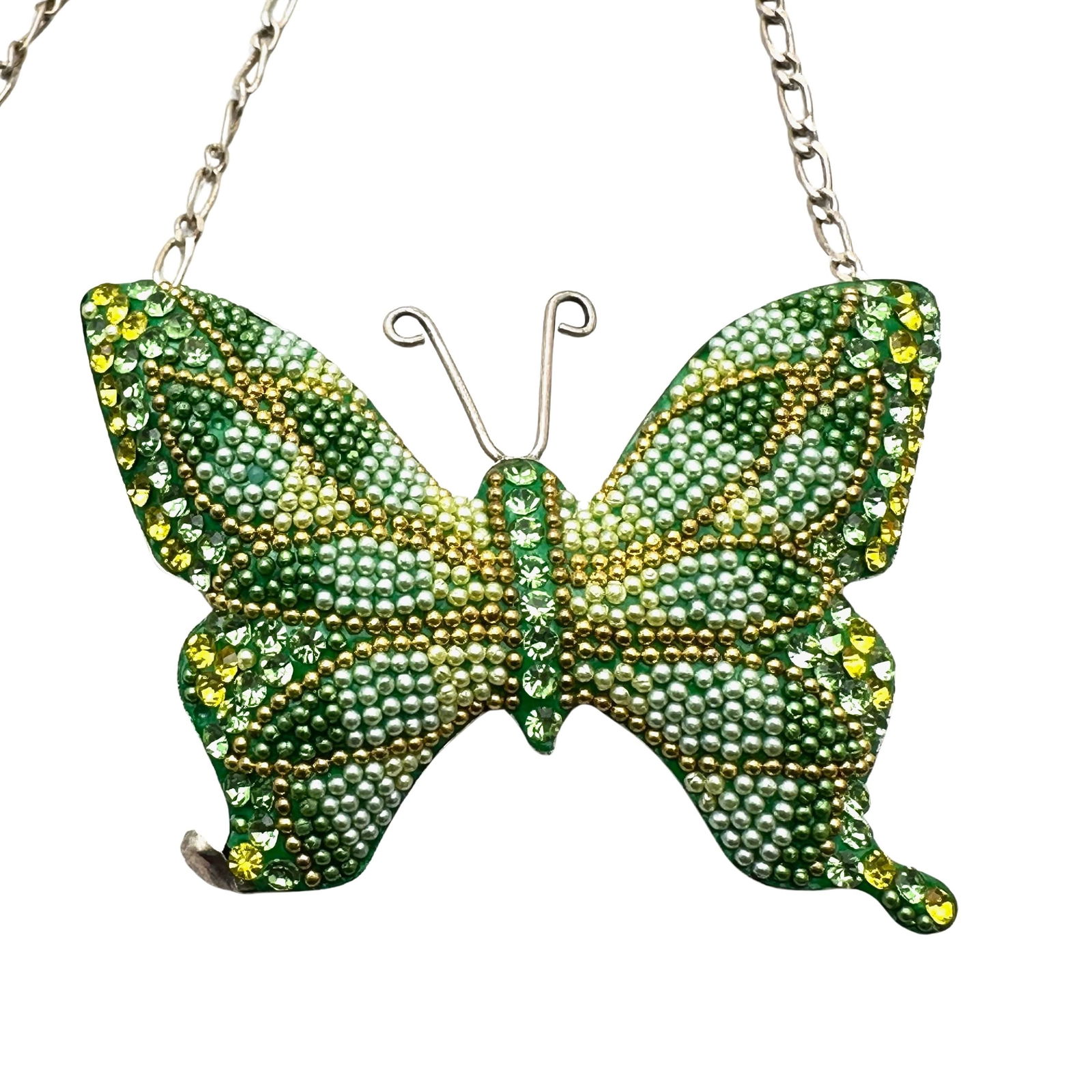 Artisan Crystal 2 Inch Butterfly Sterling Silver Necklace 16 Inch (1 of 2)