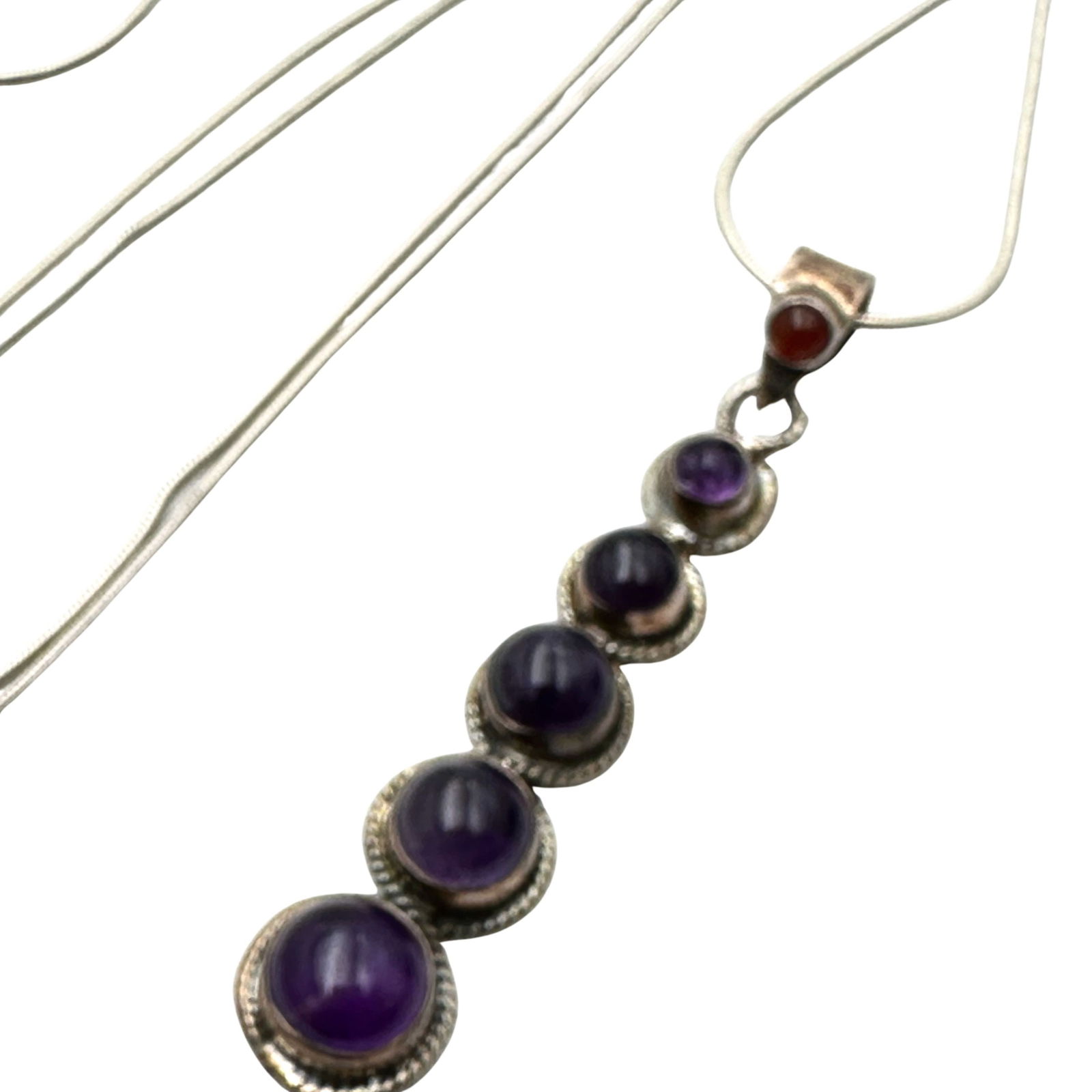 Purple Amethyst 2.5 Inch Pendant Sterling Silver Necklace 28 Inch Chain (1 of 3)