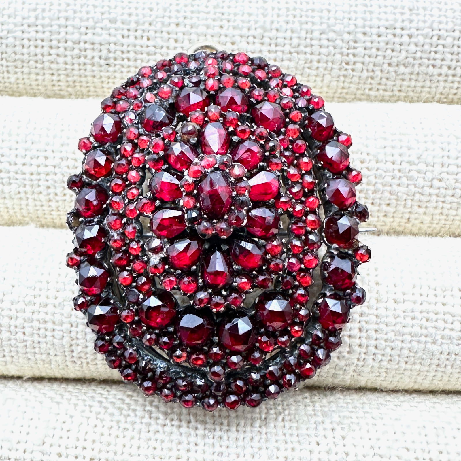 Antique Vintage Bohemian Garnet Gold Over Sterling Silver Brooch Pin Pendant 1.5 Inch: Antique Vintage Bohemian Garnet Gold Over Sterling Silver Brooch Pin Pendant 1.5 Inch