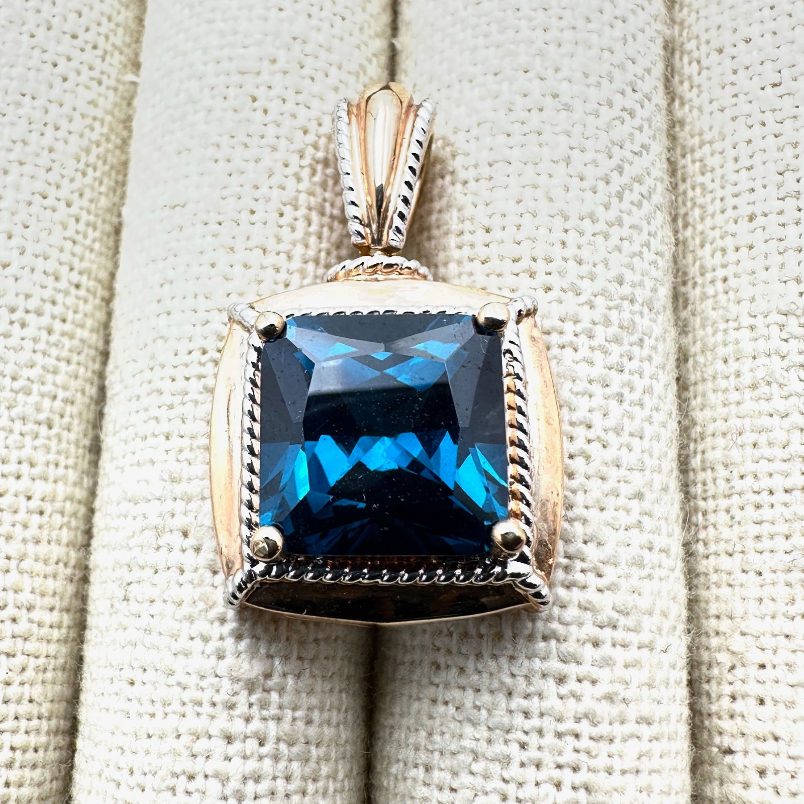 London Blue Topaz Gold Over Sterling Silver Pendant 1.25 Inch: London Blue Topaz Gold Over Sterling Silver Pendant 1.25 Inch