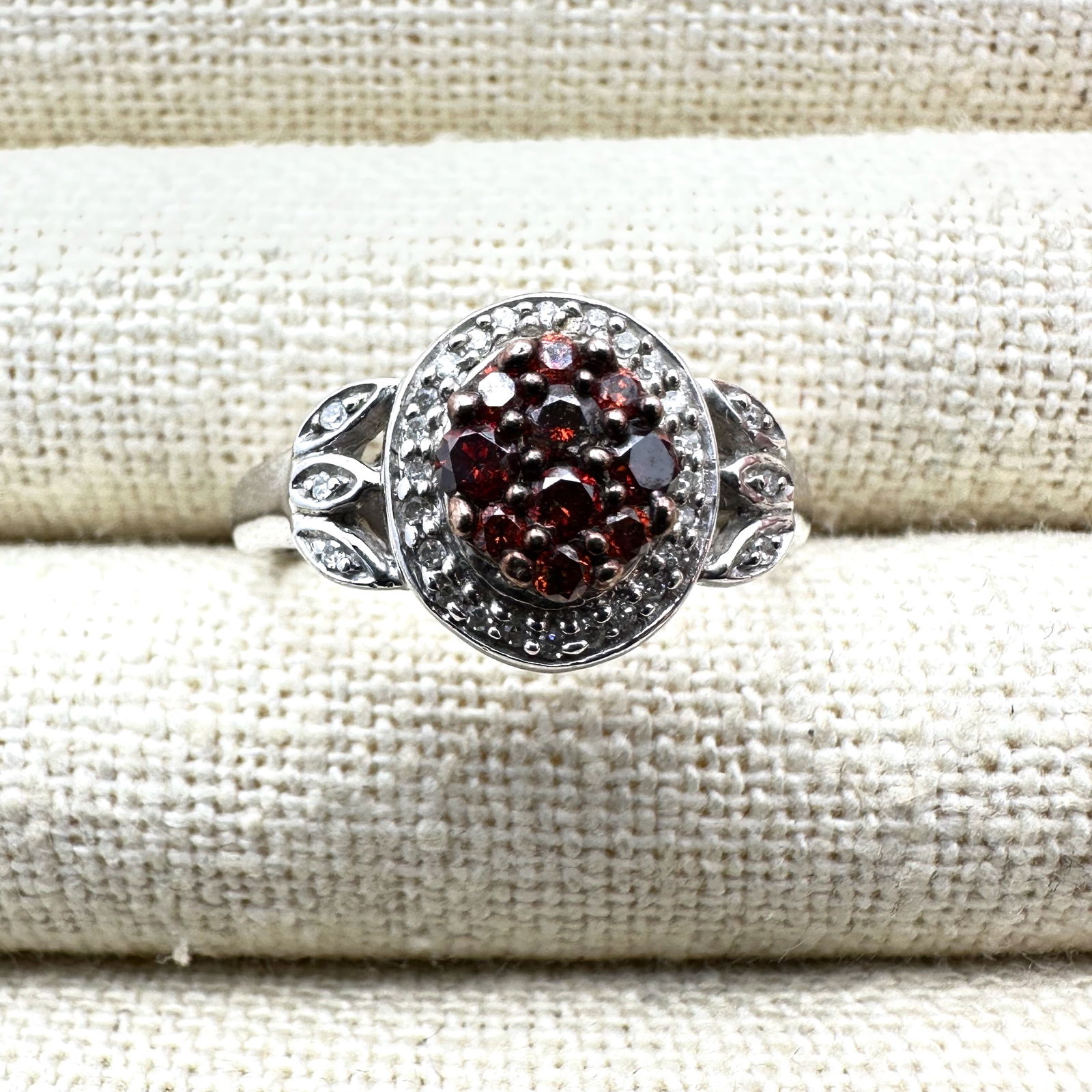 Red and White Diamond Sterling Silver Ring Size 9 Weight 5 Grams (1 of 2)