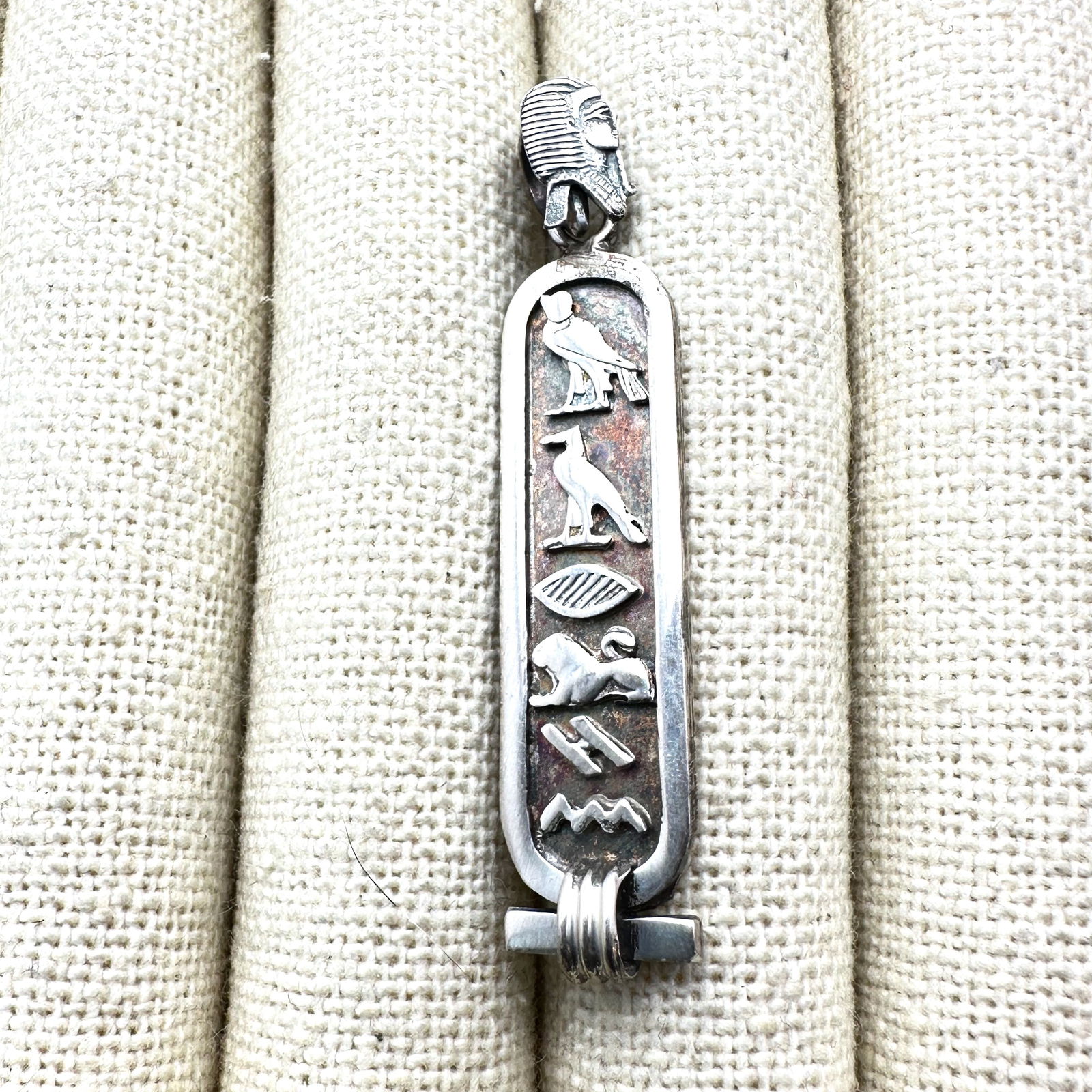Vintage Egyptian Revival Hieroglyphics Pendant 2 Inch: Vintage Egyptian Revival Hieroglyphics Pendant 2 Inch