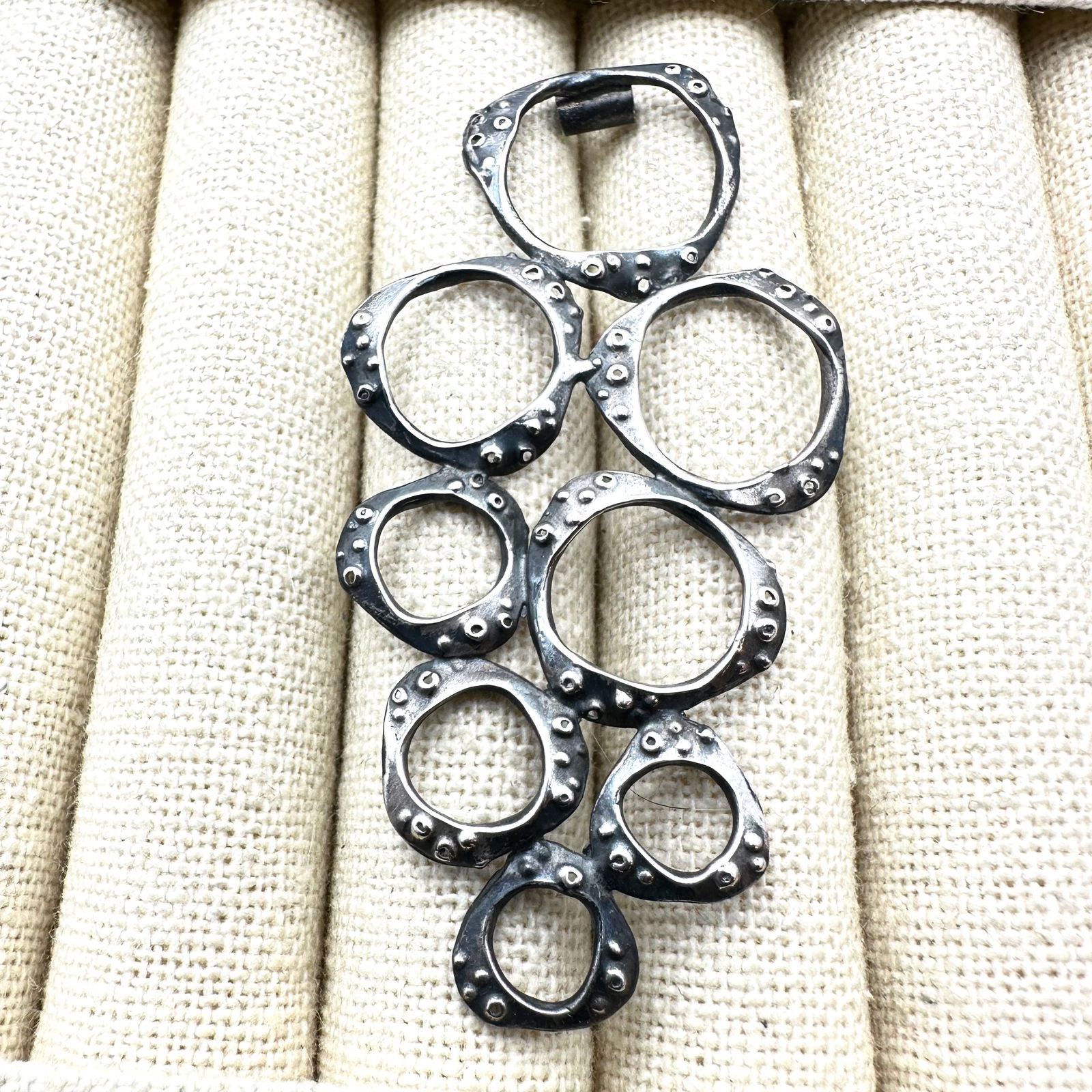 Vintage Brutalist Large Sterling Silver Pendant 3 Inch Length: Vintage Brutalist Large Sterling Silver Pendant 3 Inch Length