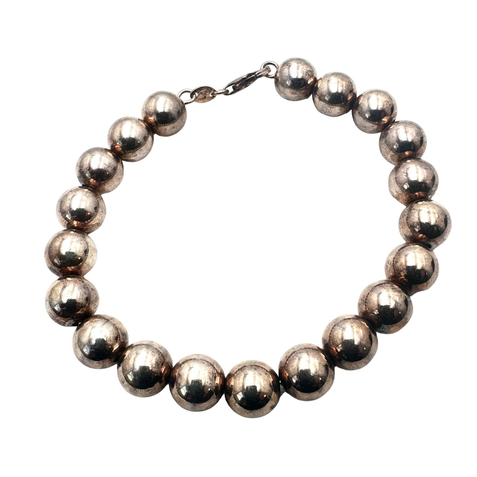 Italy Sterling Silver Bead Bracelet 8 Inch Weight 22 Grams 15mm Beads (1 of 2)