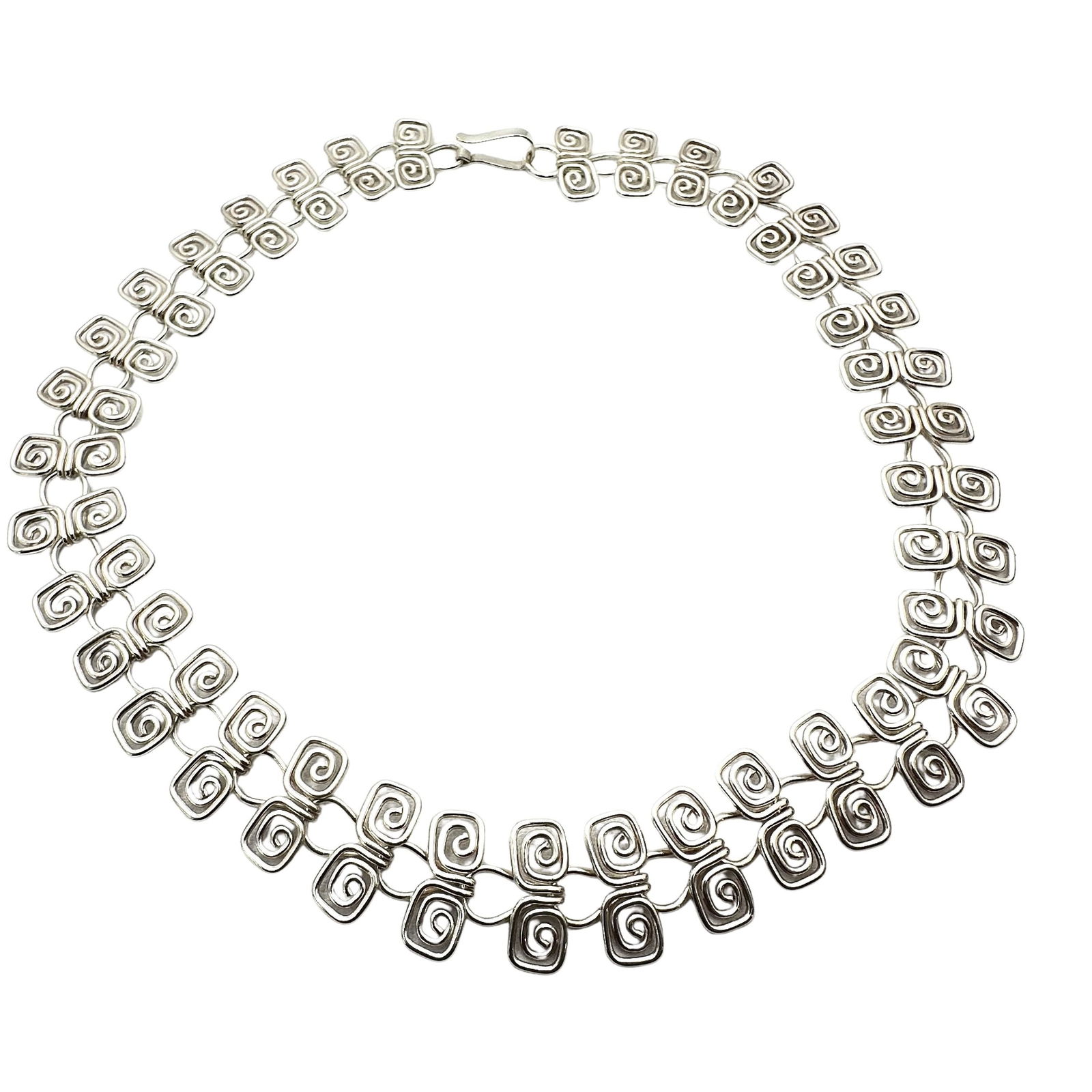 Modernist Design Sterling Silver Statement Necklace 16 Inch Weight 45 Grams (1 of 2)