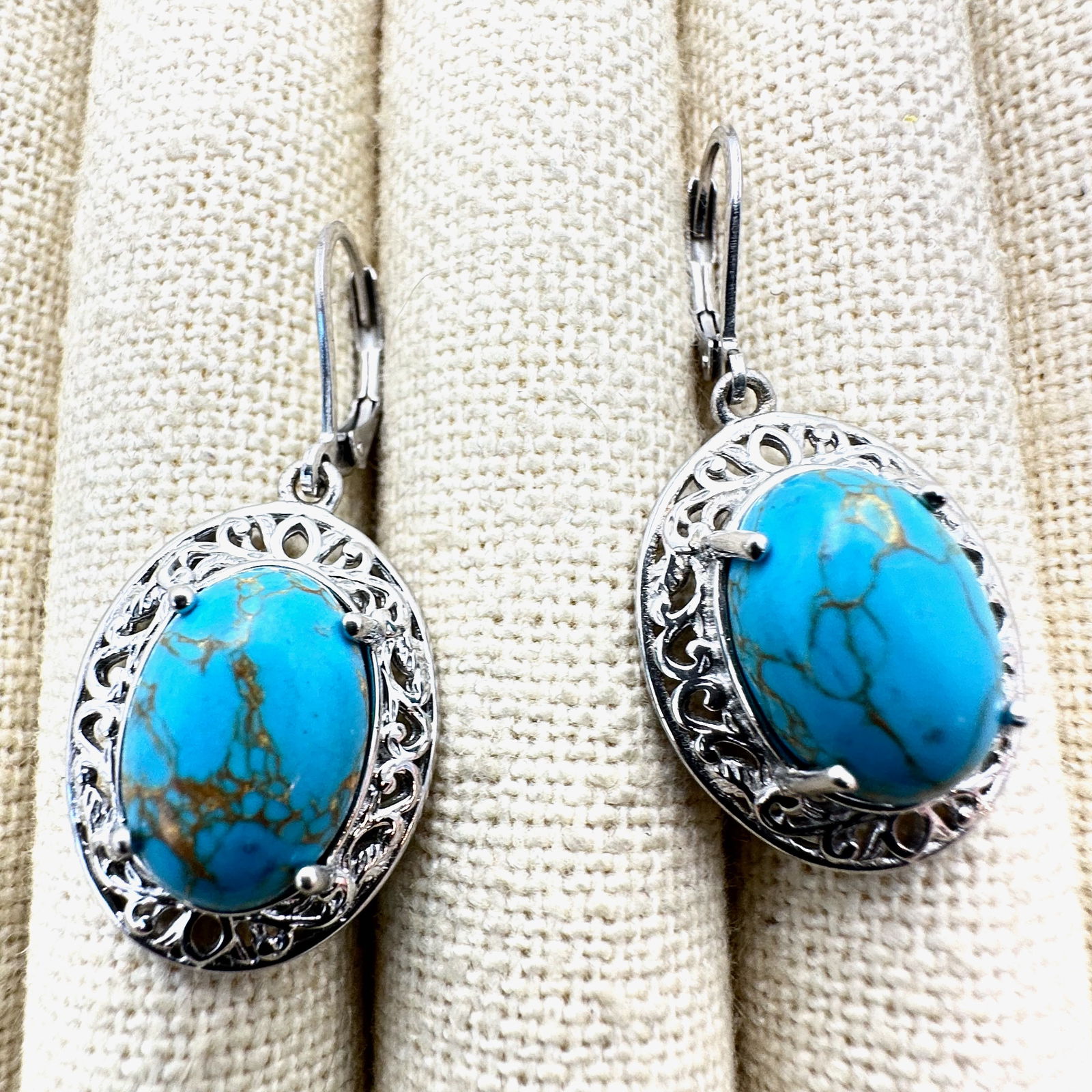 Karis Blue Turquoise Sterling Silver Pierced Earrings: Karis Blue Turquoise Sterling Silver Pierced Earrings