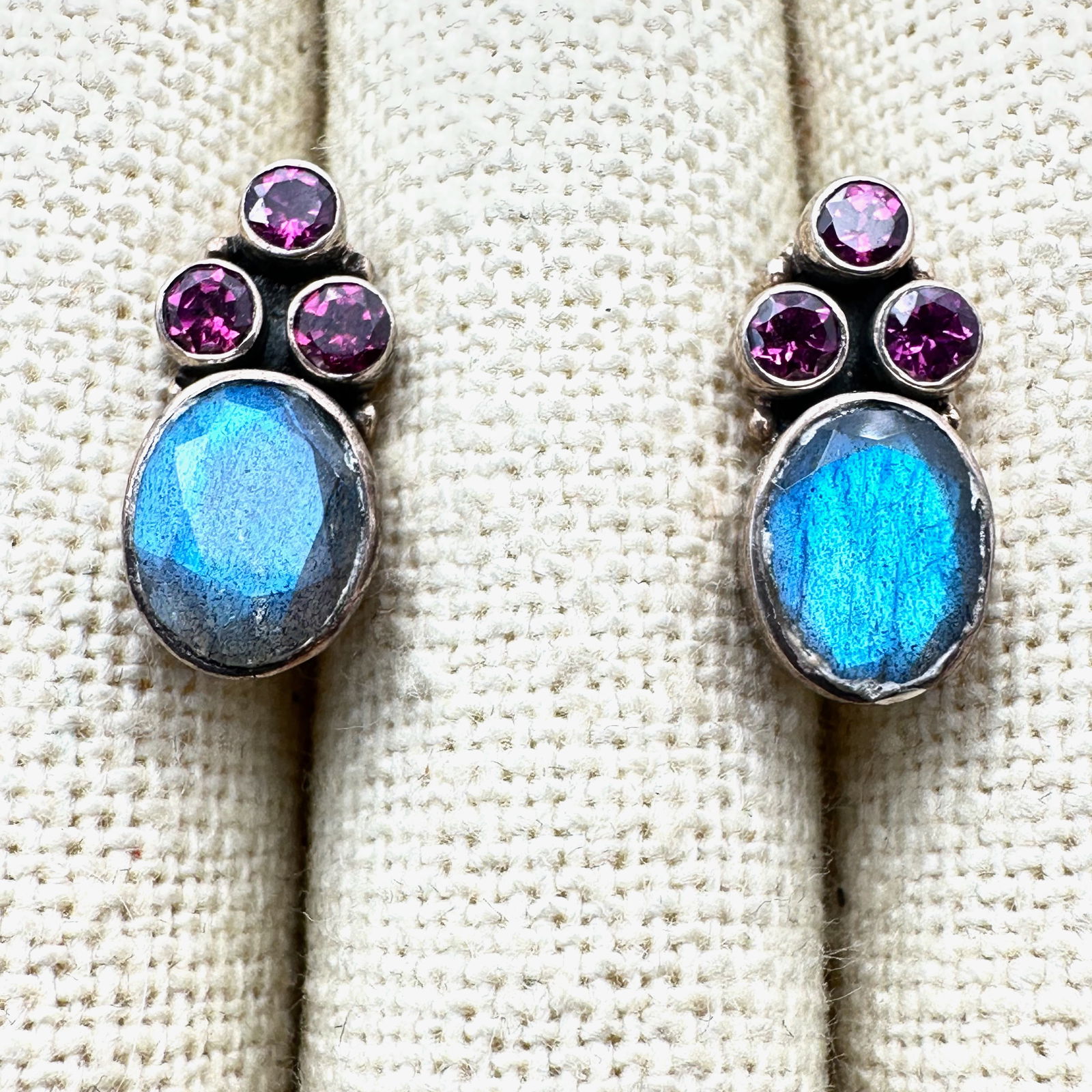 Nicky Butler Pink Gemstone Labradorite Sterling Silver Pierced Earrings: Nicky Butler Pink Gemstone Labradorite Sterling Silver Pierced Earrings