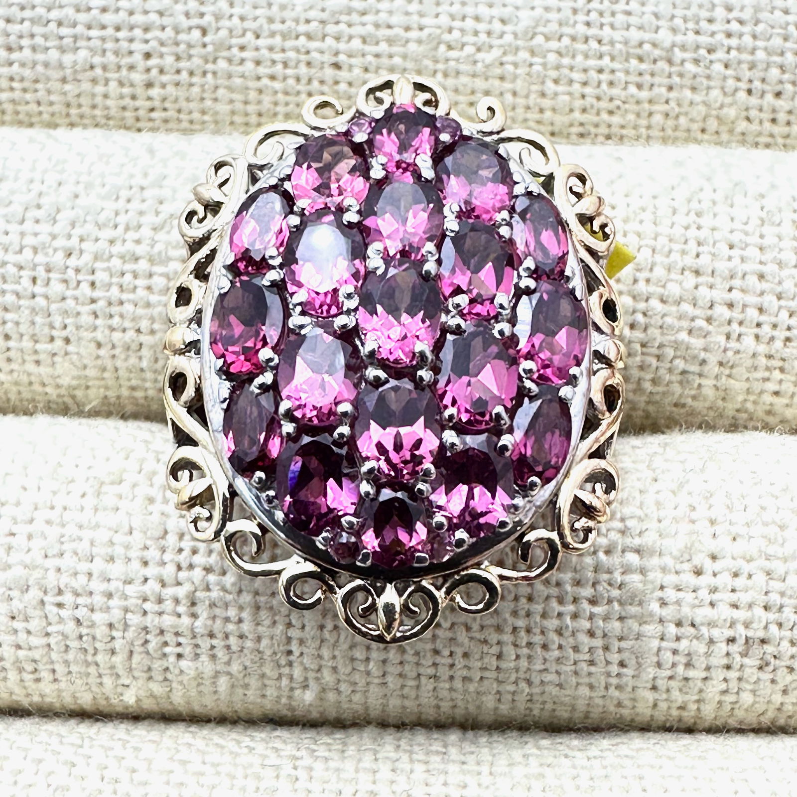 Chuck Clemency STS Tourmaline Cluster Sterling Silver Statement Ring Size 10 Gold Accents: Chuck Clemency STS Tourmaline Cluster Sterling Silver Statement Ring Size 10 Gold Accents