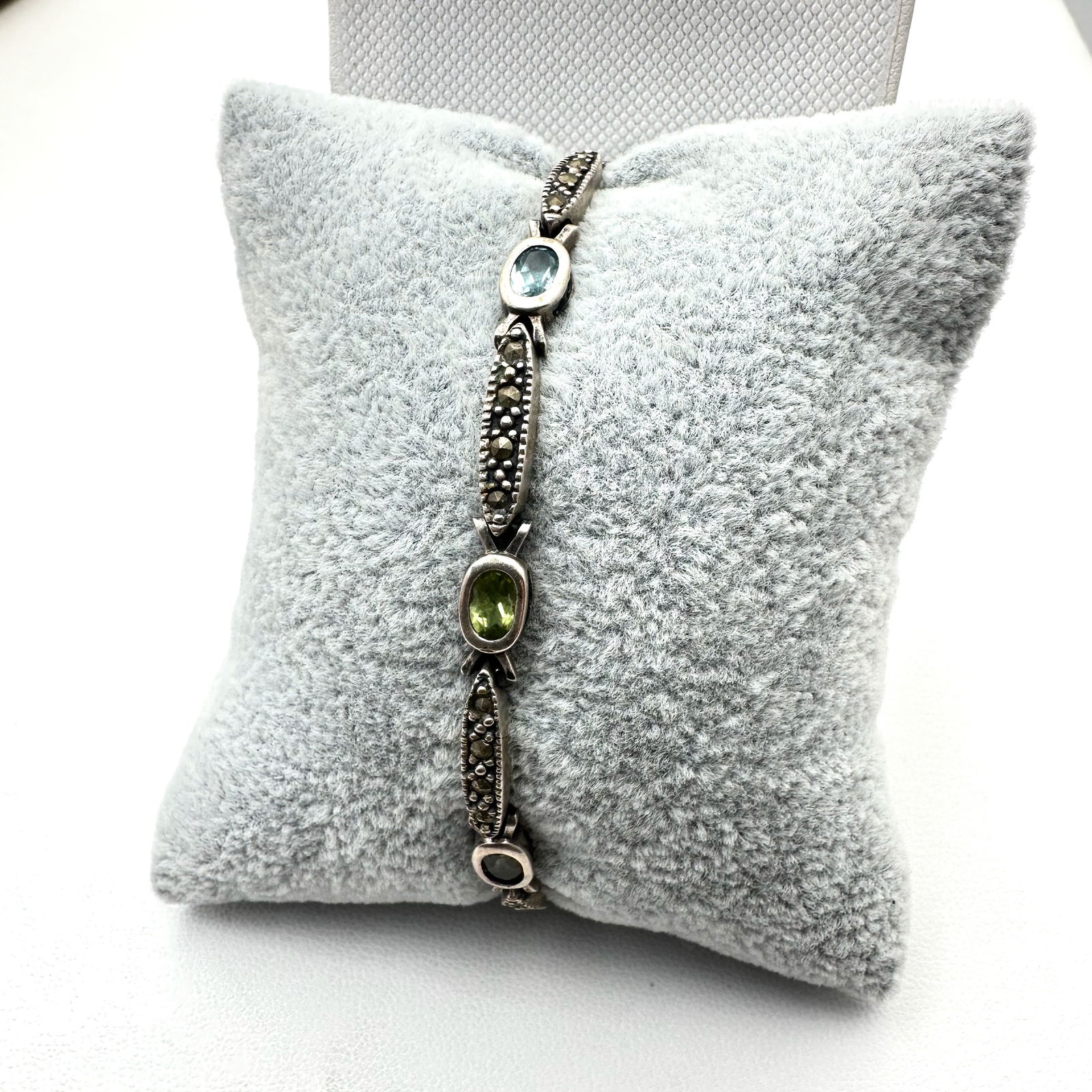 Multi Gemstone Sterling Silver Tennis Bracelet 7 Inch Weight 13 Grams: Multi Gemstone Sterling Silver Tennis Bracelet 7 Inch Weight 13 Grams