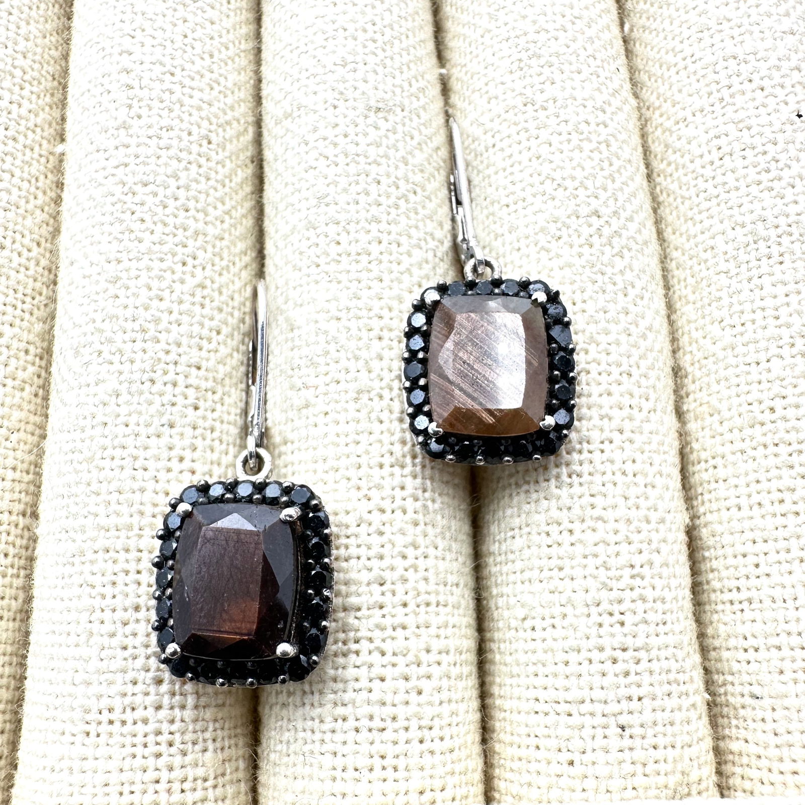 Black Spinel and Gemstone Sterling Silver Pierced Earrings 1 Inch (1 of 2)
