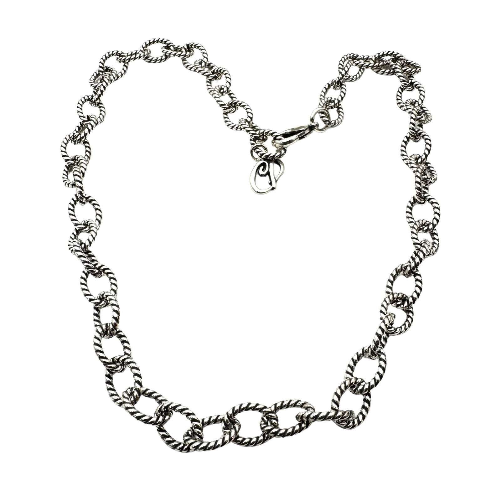 Carolyn Pollack American Southwest Sterling Silver Ribbed Link chain 16 Inch Weight 32 Grams: Carolyn Pollack American Southwest Sterling Silver Ribbed Link chain 16 Inch Weight 32 Grams