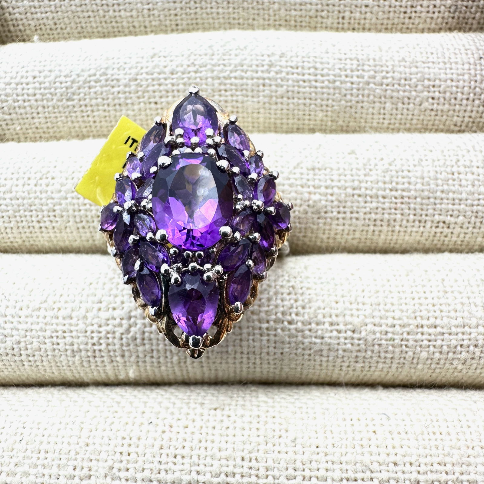 Chuck Clemency Amethyst Gemstone Cluster Ring Sterling Silver Gold Accents Size 10 Original Tag: Chuck Clemency Amethyst Gemstone Cluster Ring Sterling Silver Gold Accents Size 10 Original Tag Attached