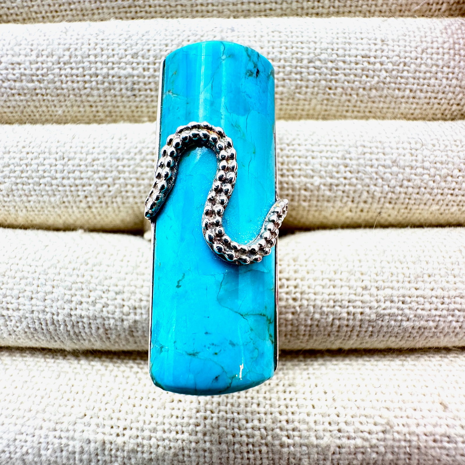 Snake Design Turquoise Sterling Silver Statement Ring Size 6 Weight 16 Grams: Snake Design Turquoise Sterling Silver Statement Ring Size 6 Weight 16 Grams