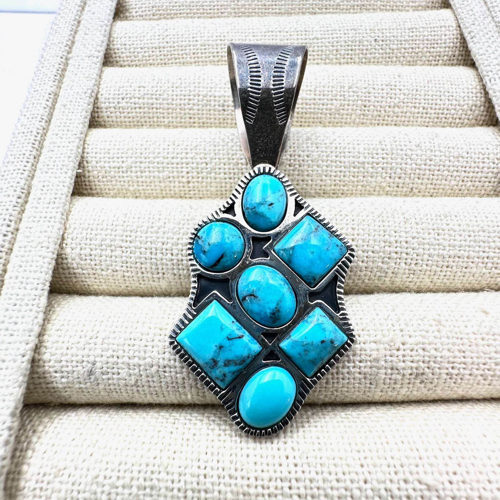 Jay King Mine Finds Blue Turquoise Sterling Silver Pendant For Necklace 2.5 Inch Length: Jay King Mine Finds Blue Turquoise Sterling Silver Pendant For Necklace 2.5 Inch Length
