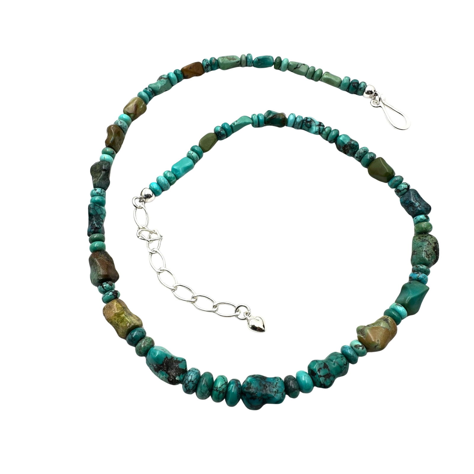 Jay King Mine Finds Turquoise Bead Sterling Silver Necklace 16 to 18 Inch (1 of 2)