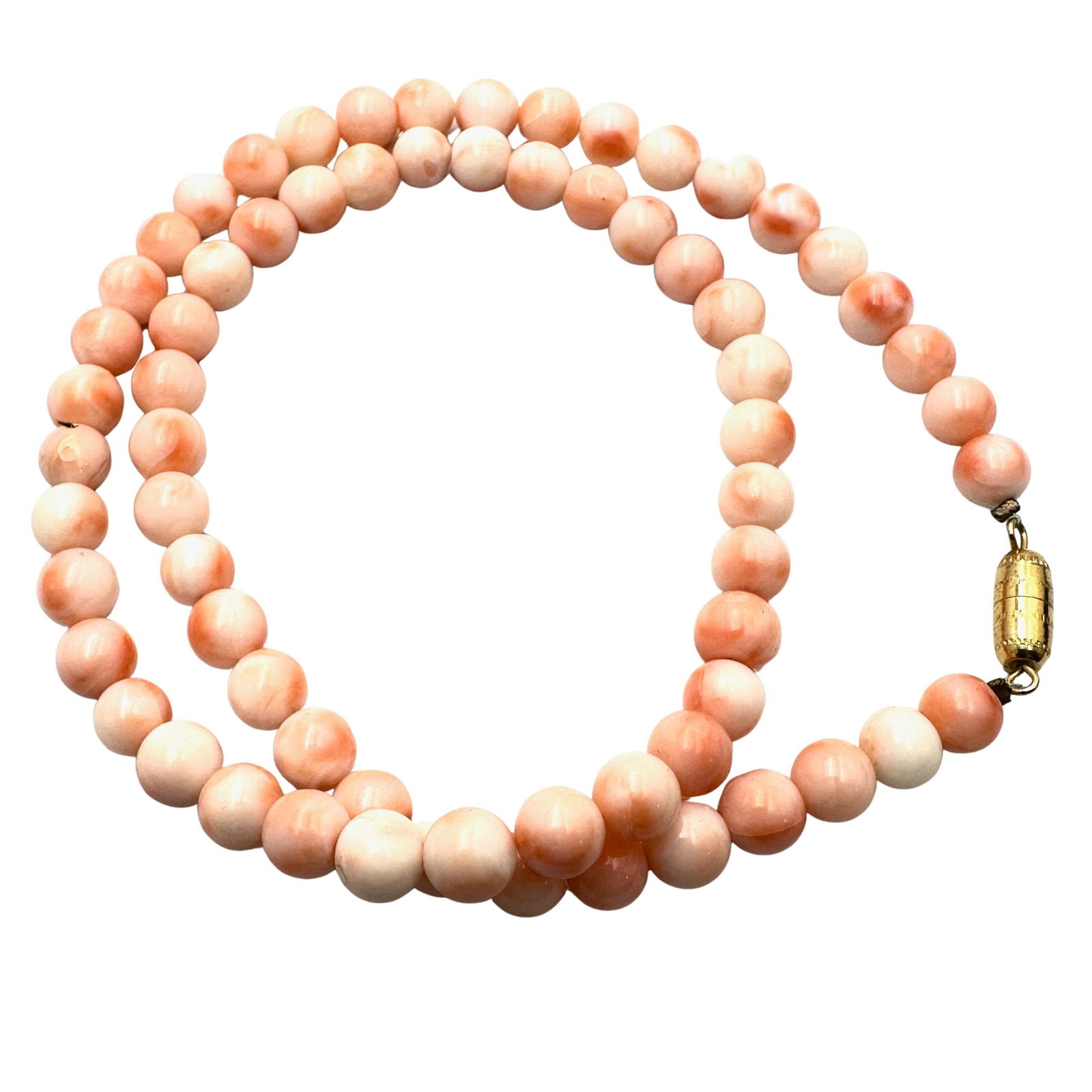 Vintage Angel Skin Coral Bead Necklace 20 Inch 10mm Beads 44 Grams (1 of 2)