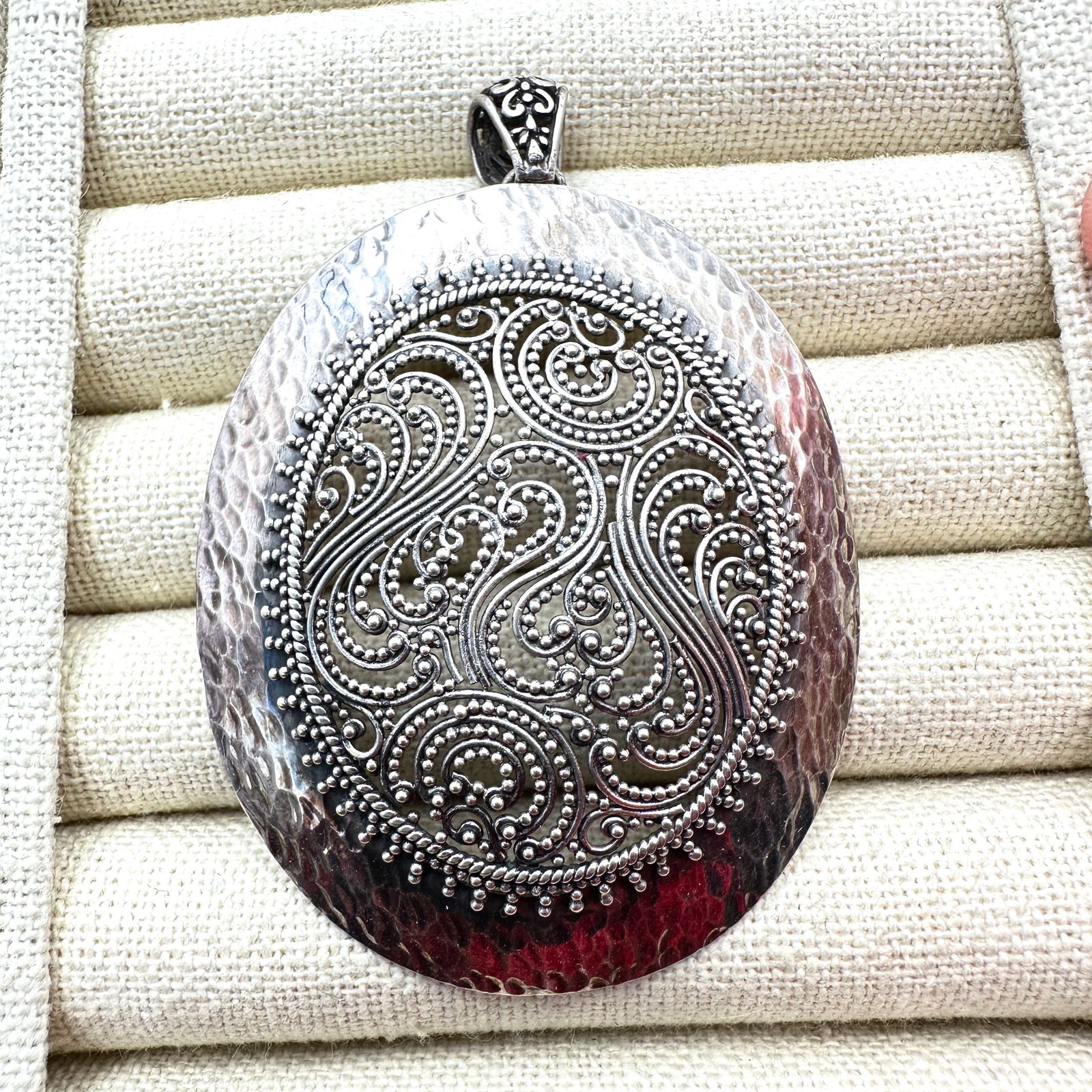 Indonesian Designer Sarda Large Filigree Design Sterling Silver 3 Inch Pendant 18 Grams (1 of 2)