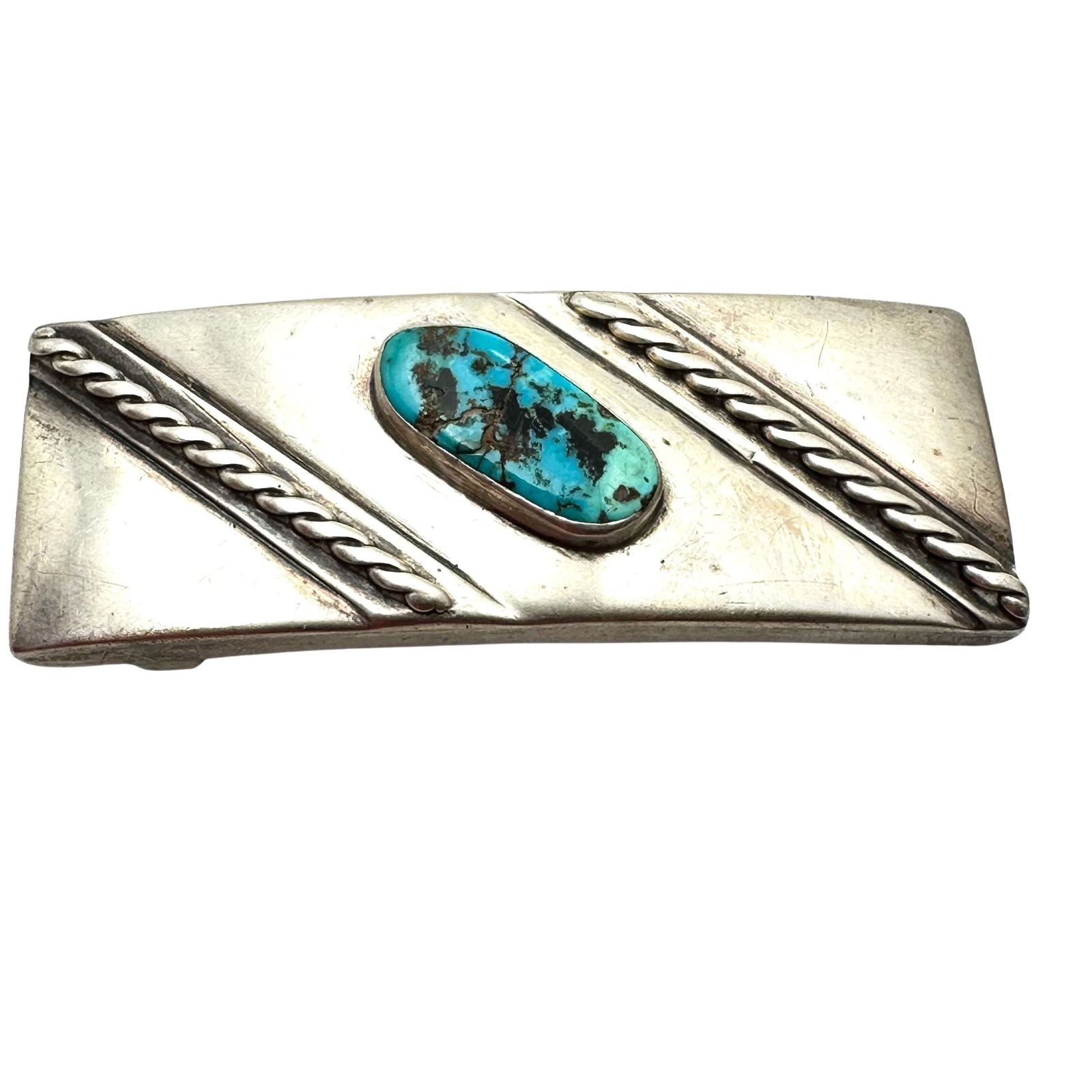 Vintage Native American Hallmarked C Turquoise Sterling Silver Belt Buckle 3 Inch Weight 40 Grams (1 of 2)