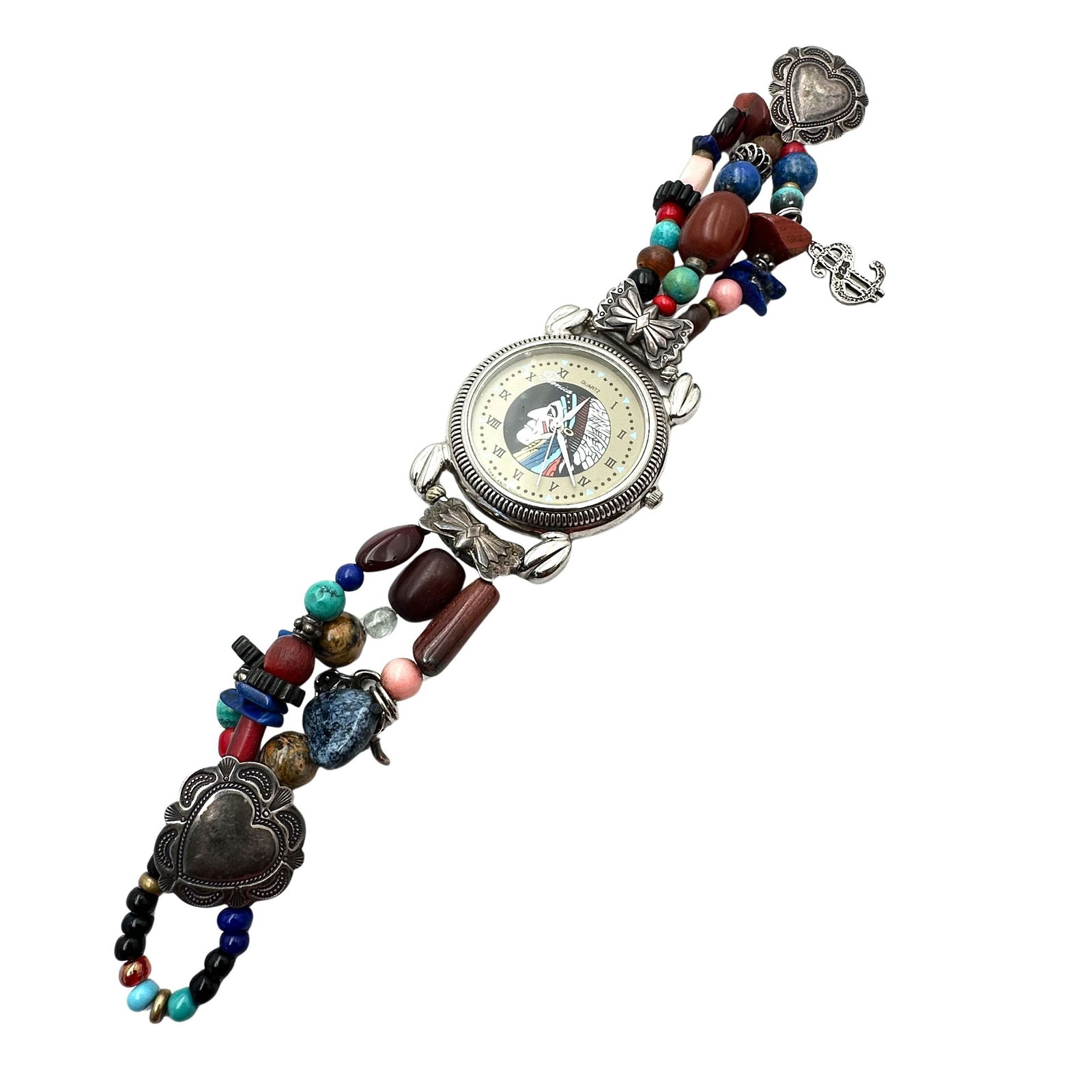 Shube Dakota West Multi Gemstone Sterling Silver Watch Bracelet 7 Inch: Shube Dakota West Multi Gemstone Sterling Silver Watch Bracelet 7 Inch
