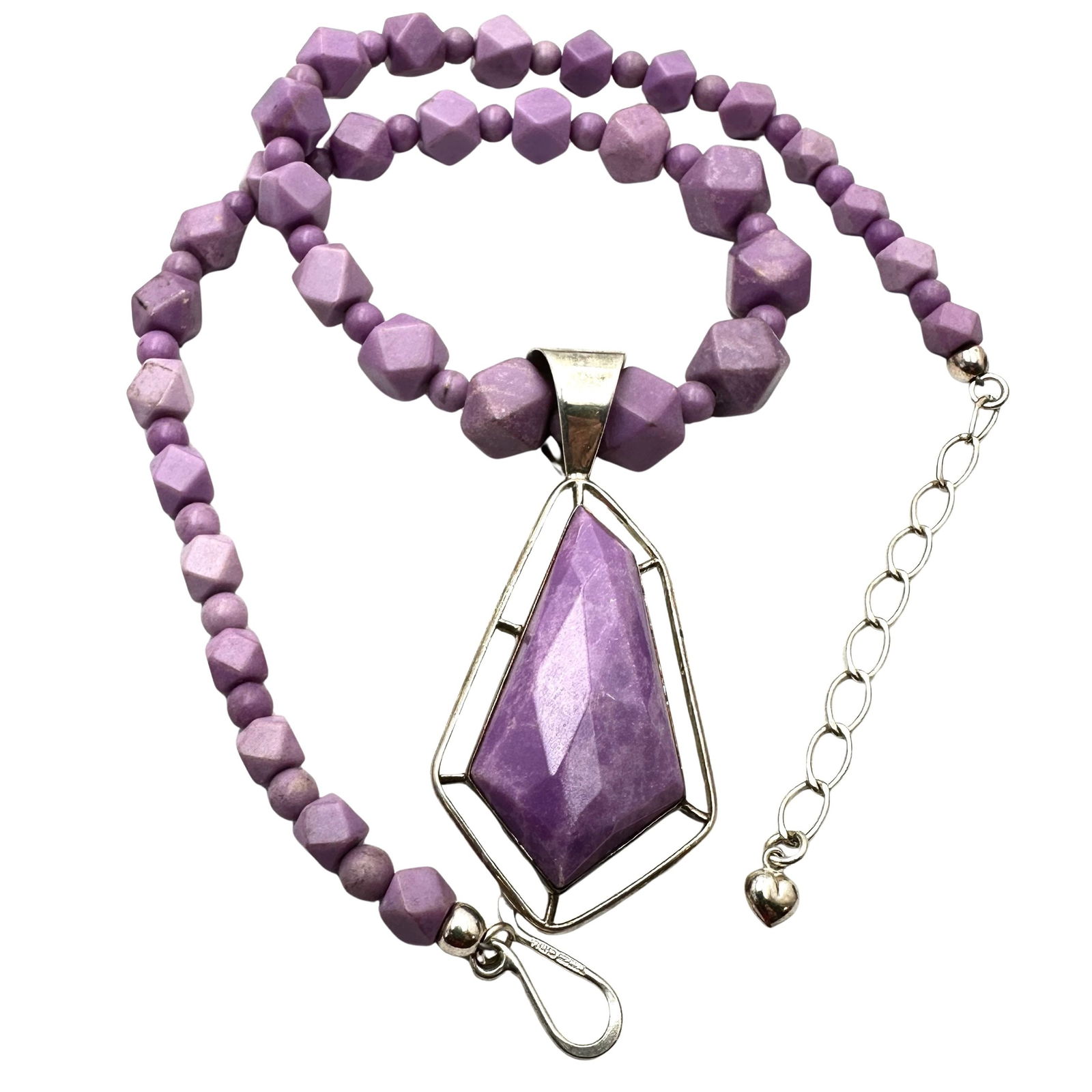 Jay King Mine Finds Purple Gemstone Sterling Silver Pendant Necklace 18 to 20 Inch (1 of 2)