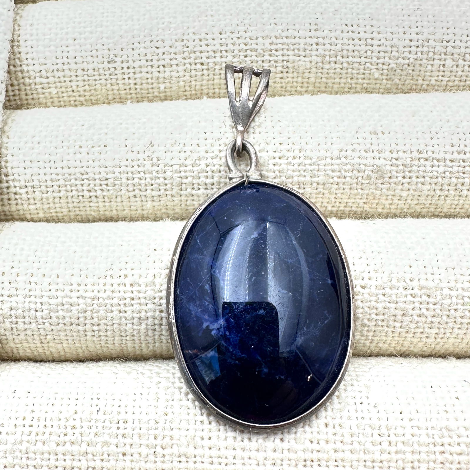 Blue Lapis Lazuli Sterling Silver Pendant 1 3/4 Inch (1 of 2)