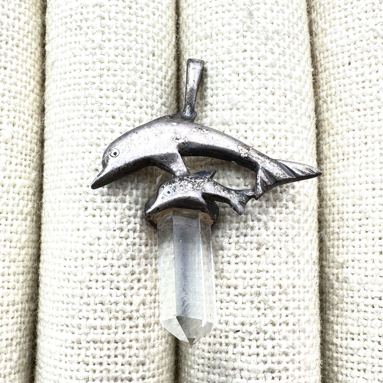 Clear Crystal Sterling Silver Dolphin Design Pendant 1.5 Inch: Clear Crystal Sterling Silver Dolphin Design Pendant 1.5 Inch