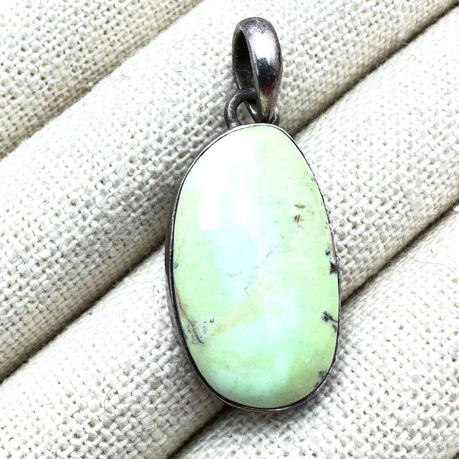 Green Turquoise Sterling Silver Pendant 1.5 Inch (1 of 2)