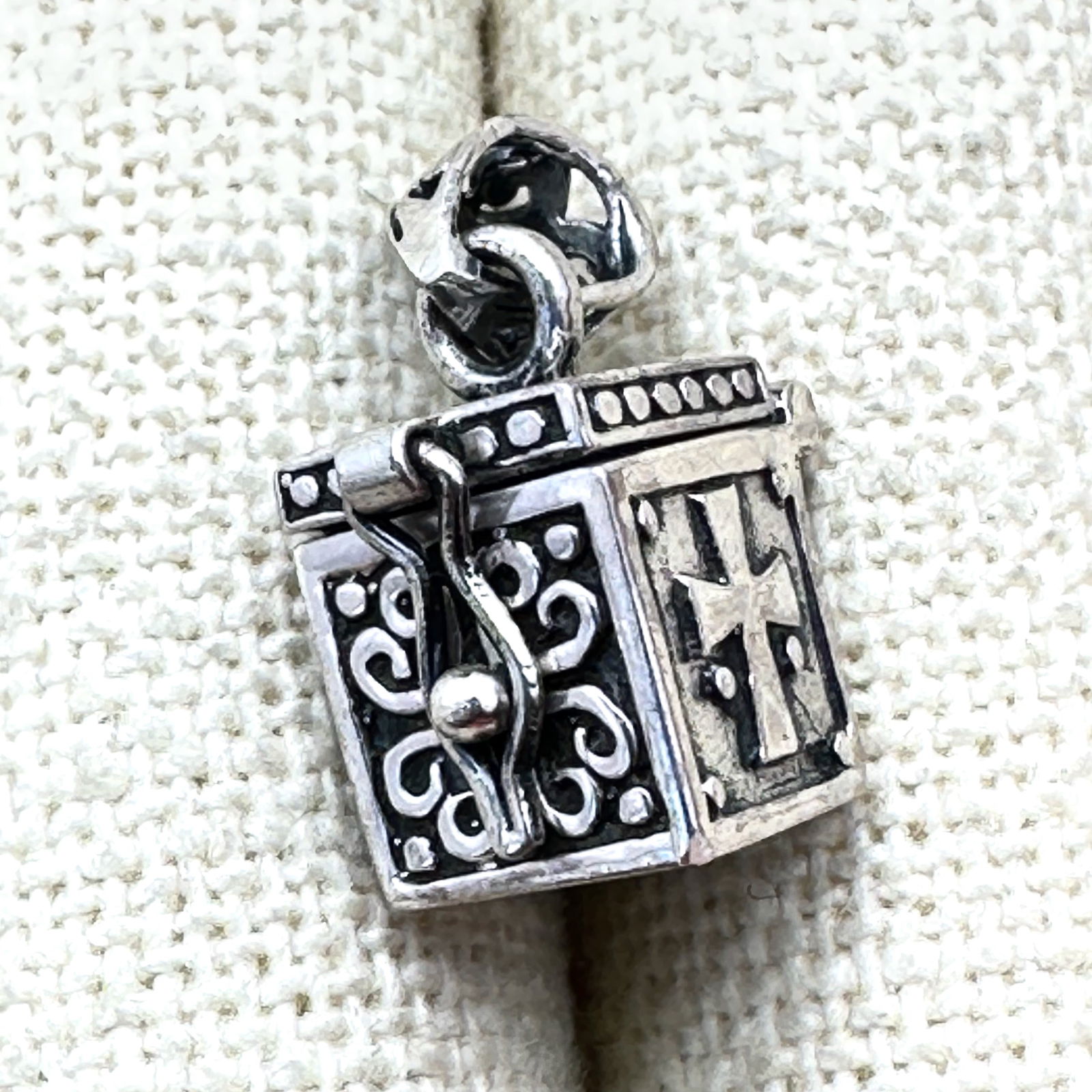 Sterling Silver Prayer Box Charm Pendant (1 of 2)