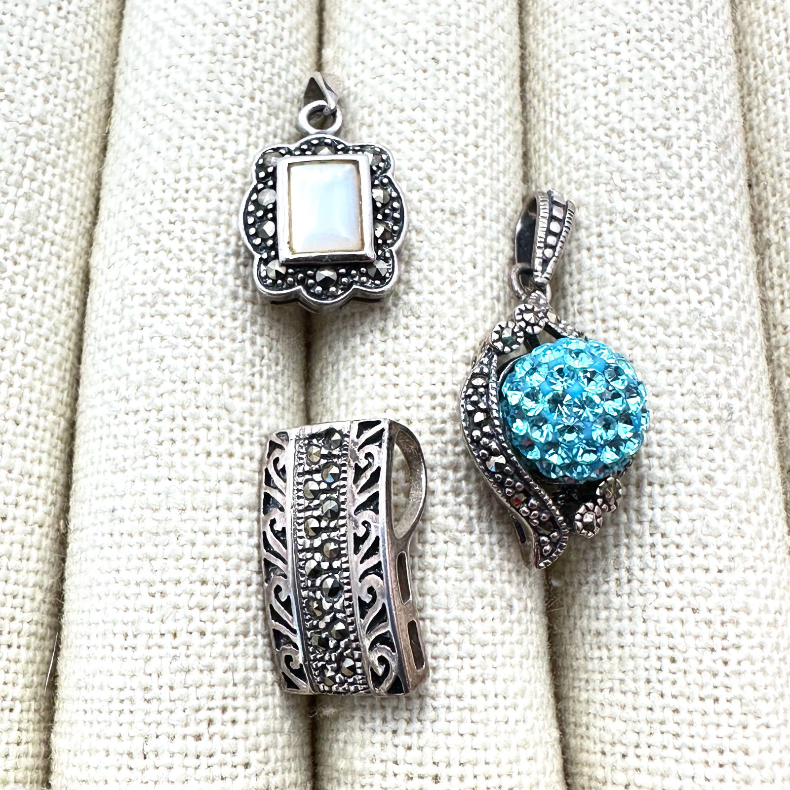 Group of Sterling Silver Marcasite Pendants (1 of 2)