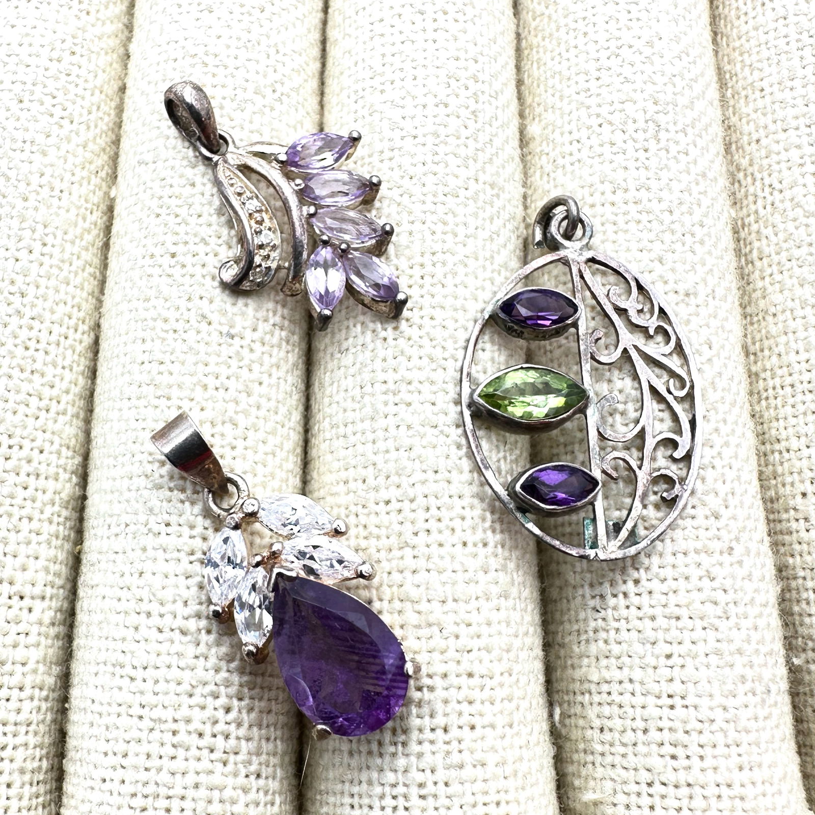 Group of Amethyst Gemstone Sterling Silver Pendants (1 of 2)